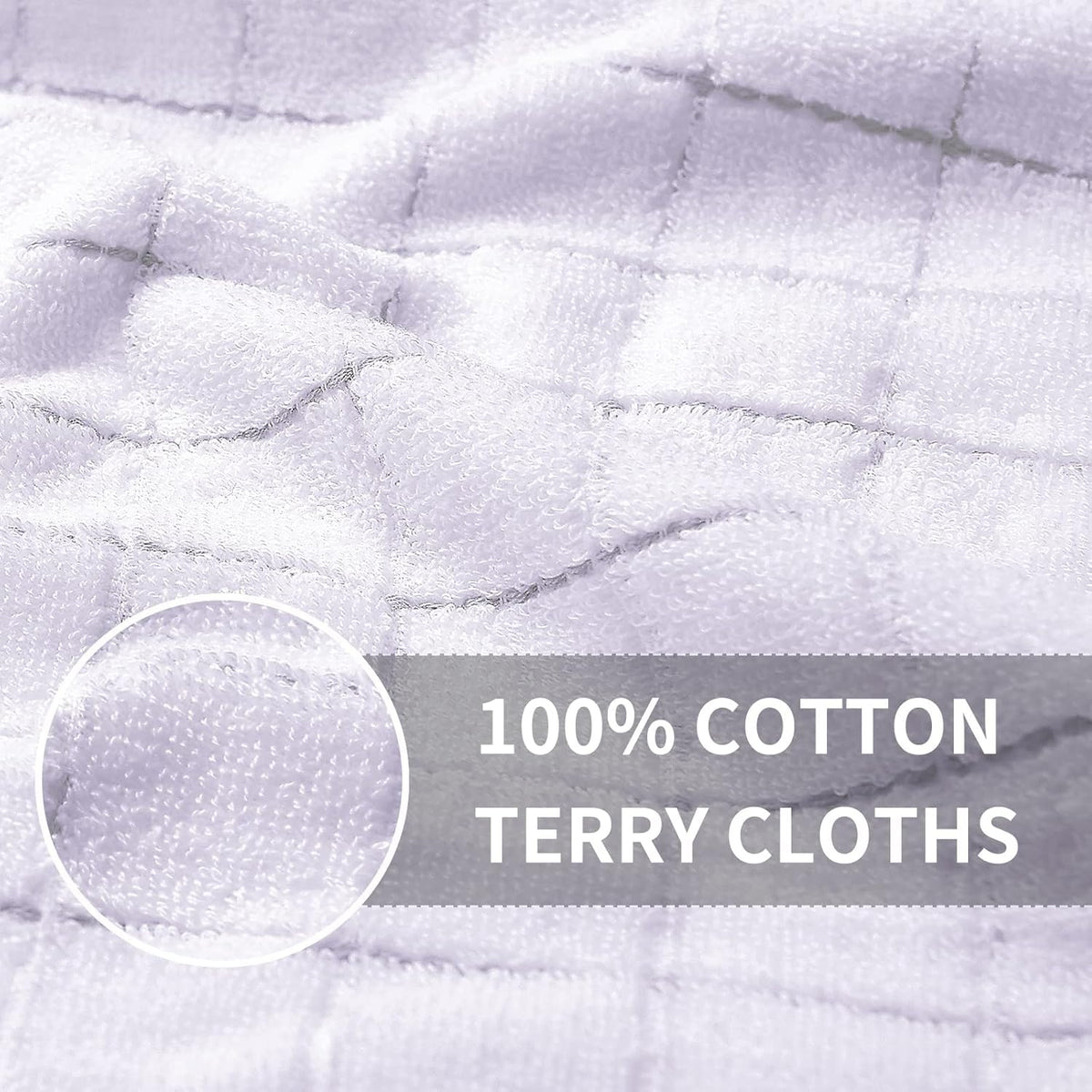 Homaxy 100% Cotton Terry Kitchen Towels(White, 13 x 28 inches), Checkered Designed, Soft and Super