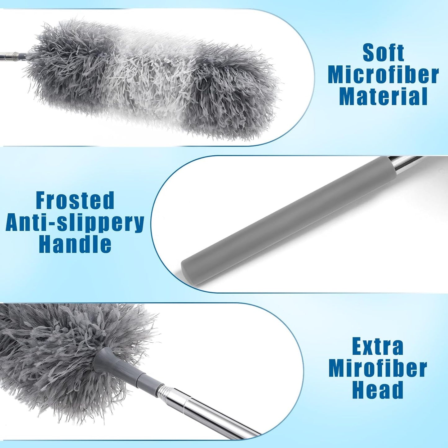 Tanlade 12 Pcs Microfiber Feather Duster for Cleaning 13-31 Inch Extendable Cobweb Dusters Ceiling