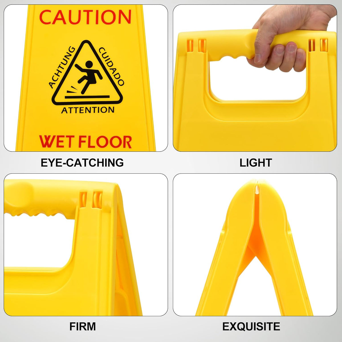 MATTHEW CLEANING 25'' Industrial Wet Floor Sign 3 Pack 2-Sided Safety A-Frame Birght Yellow