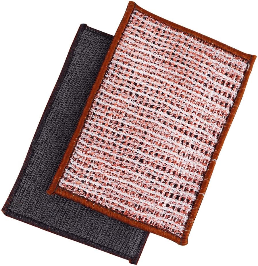 Redecker 2-Ply Woven Copper Scrubbing Cloth & Microfiber Cleaning Wipe – Dual-Surface, Non-Scratch