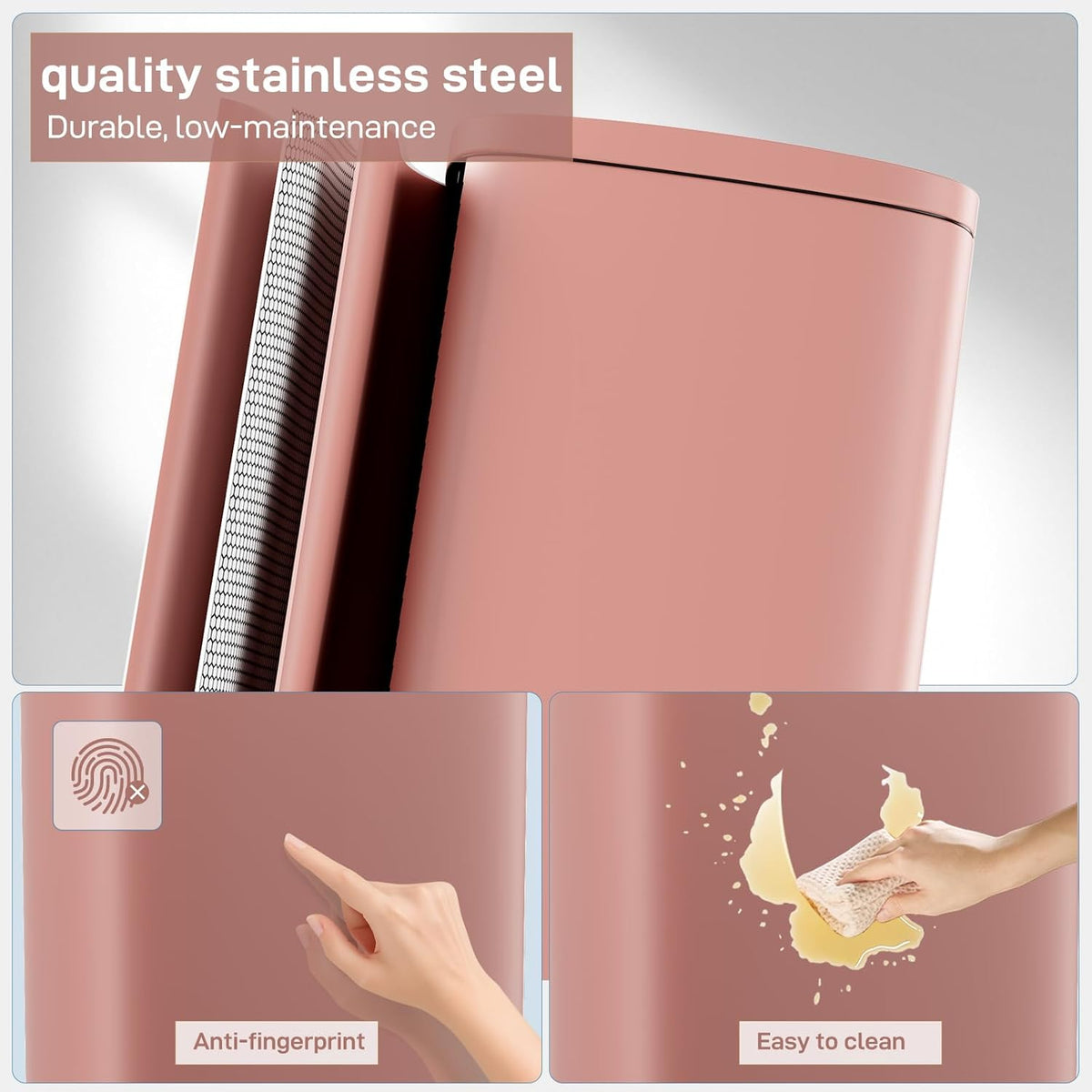 Arlopu 8/13.2 Gallon Step Trash Can, Stainless Steel Garbage Bin, Soft-Close Rubbish Bin with
