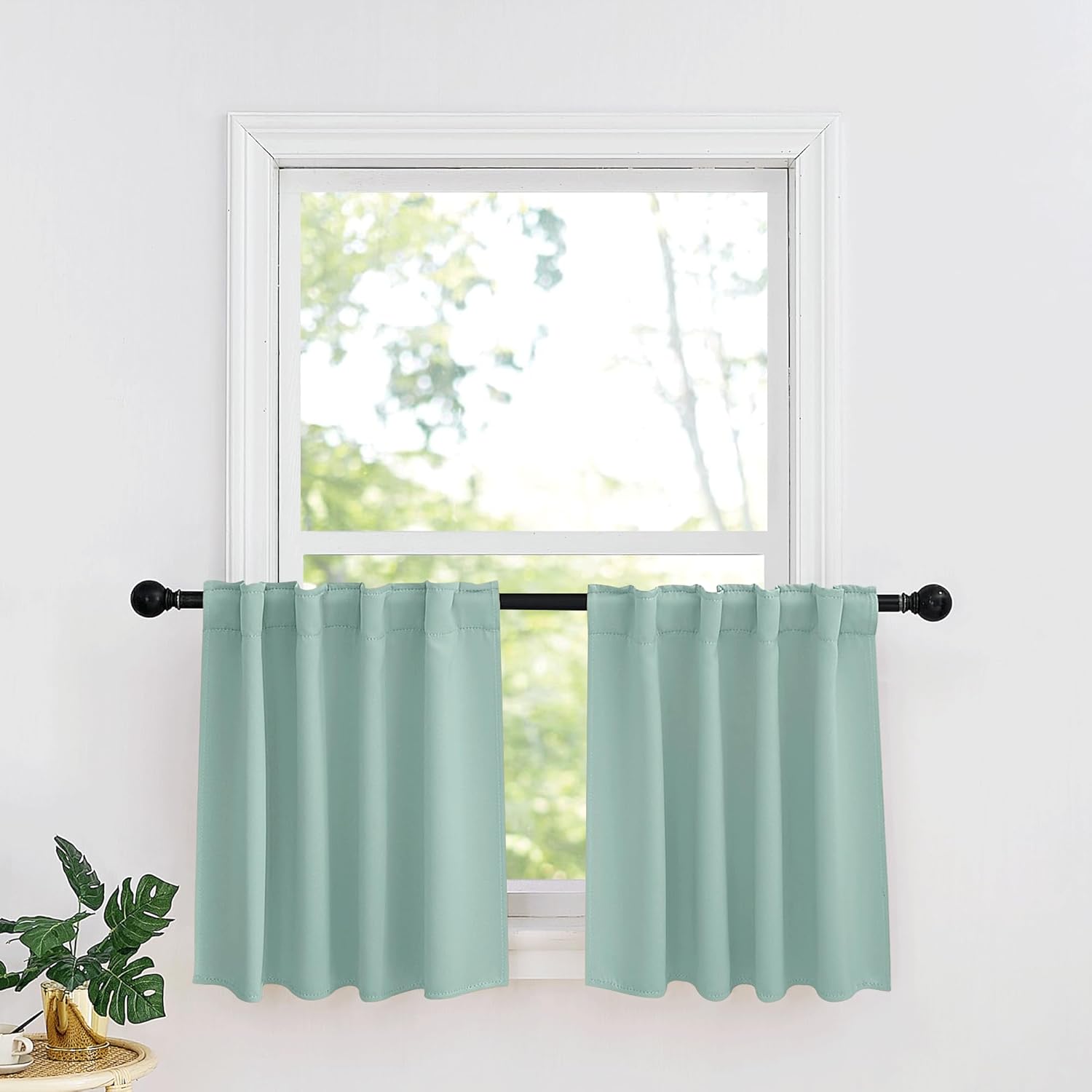 RYB HOME Kitchen Window Curtains - Blackout Privacy Half Window Curtains for Bedroom Bathroom