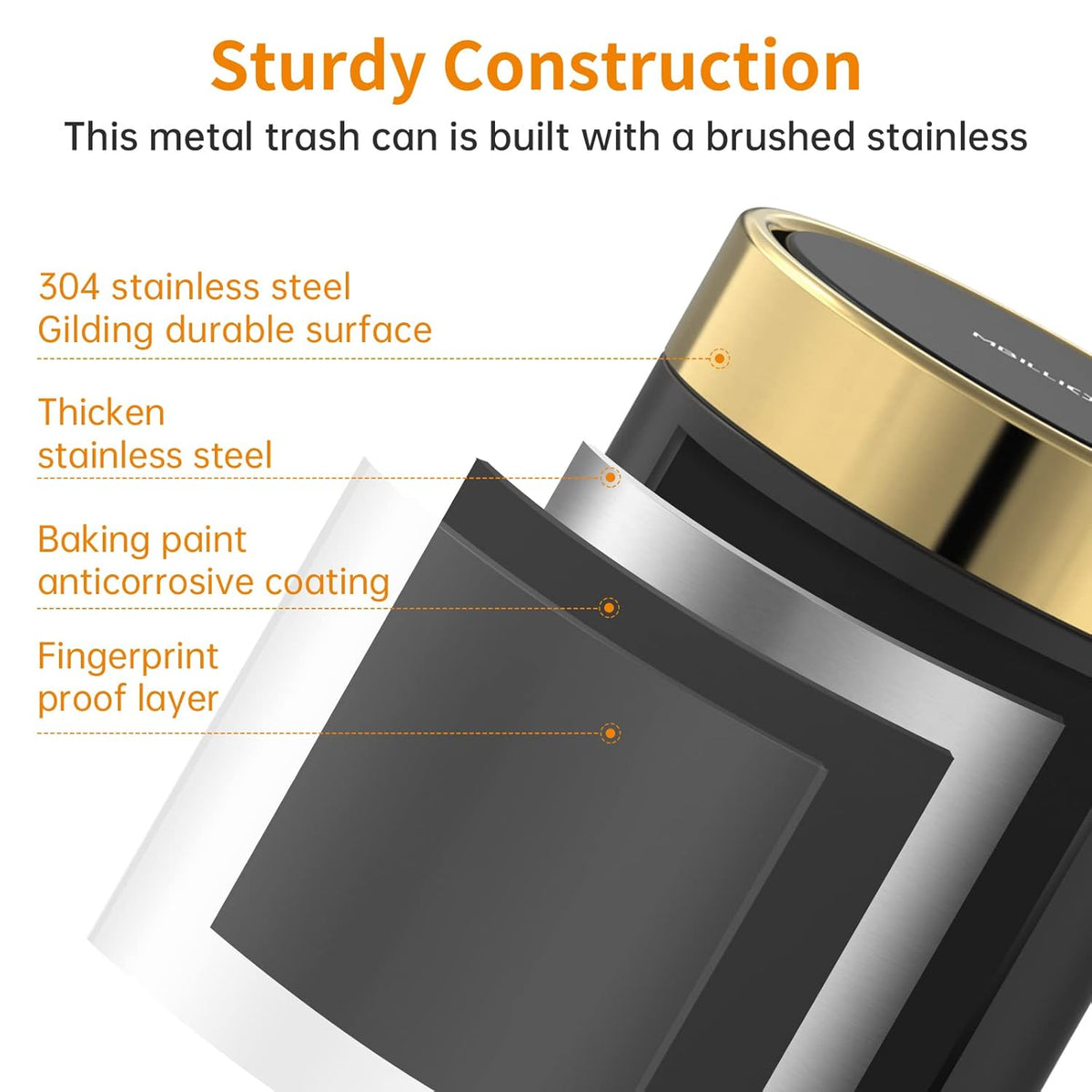 Mini Trash Can with Lid, Desktop Small Trash Can Recycling Bin Cute Metal Garbage Can for Tabletop