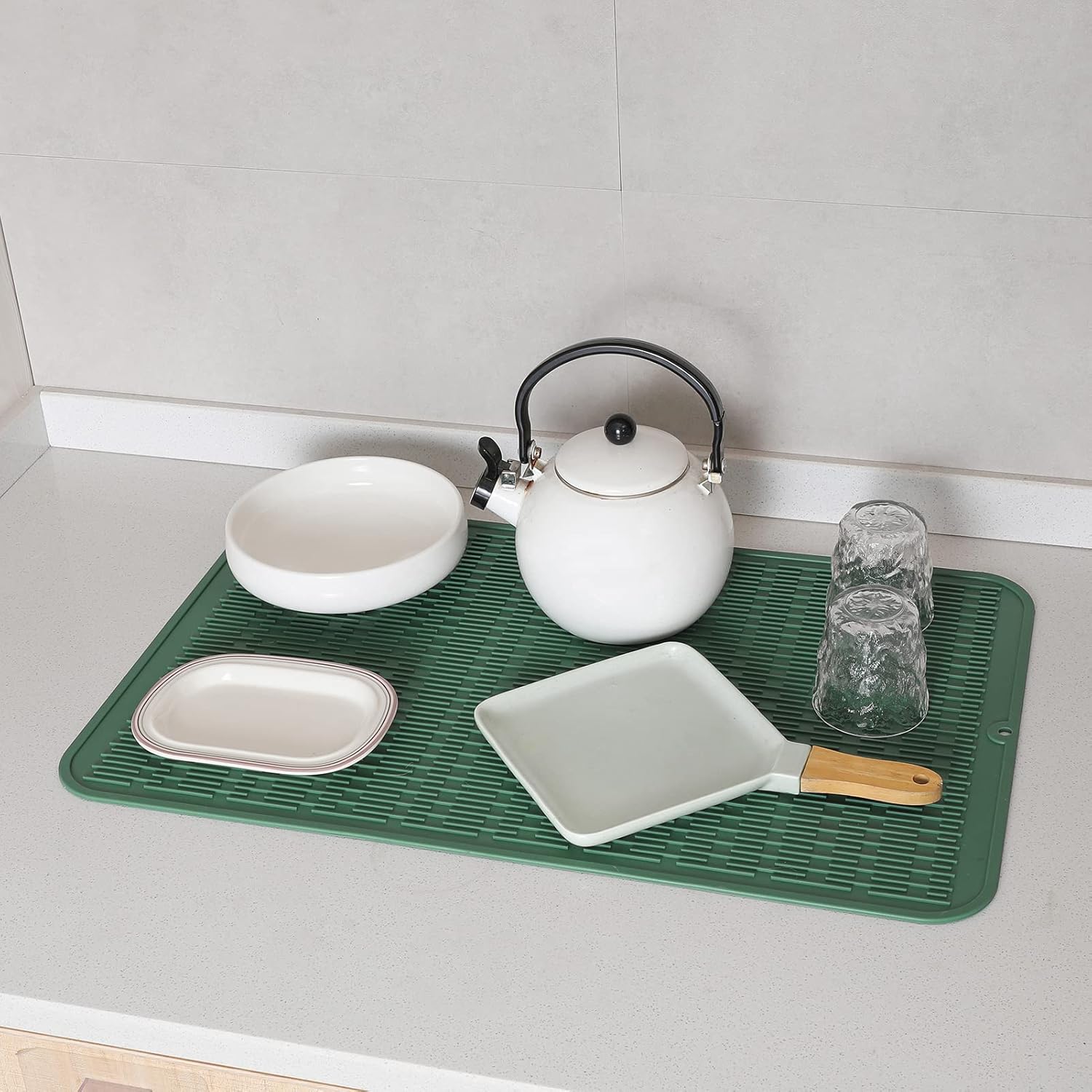 Silicone Dish Drying Mat for Multiple Usage,Easy clean,Eco-friendly,Heat-resistant Silicone Mat for