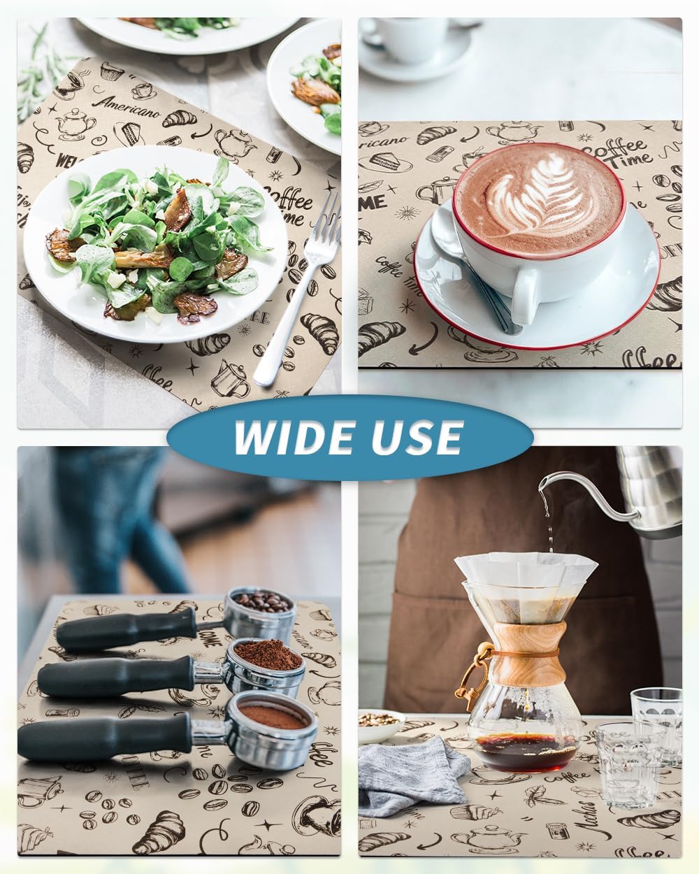AMOAMI Coffee Mat Hide Stain Rubber Backed Absorbent Dish Drying Mat for Kitchen Counter - Fits