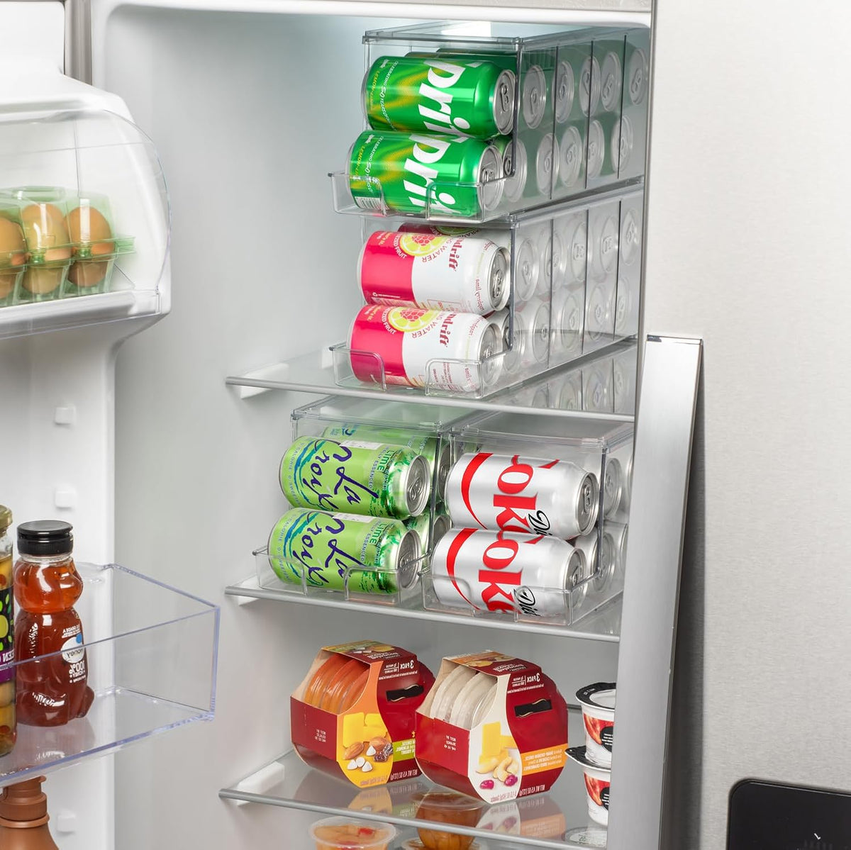 ClearSpace Soda Can Organizer & Soda Can Dispenser for Refrigerator - Fridge Organizer & Stackable