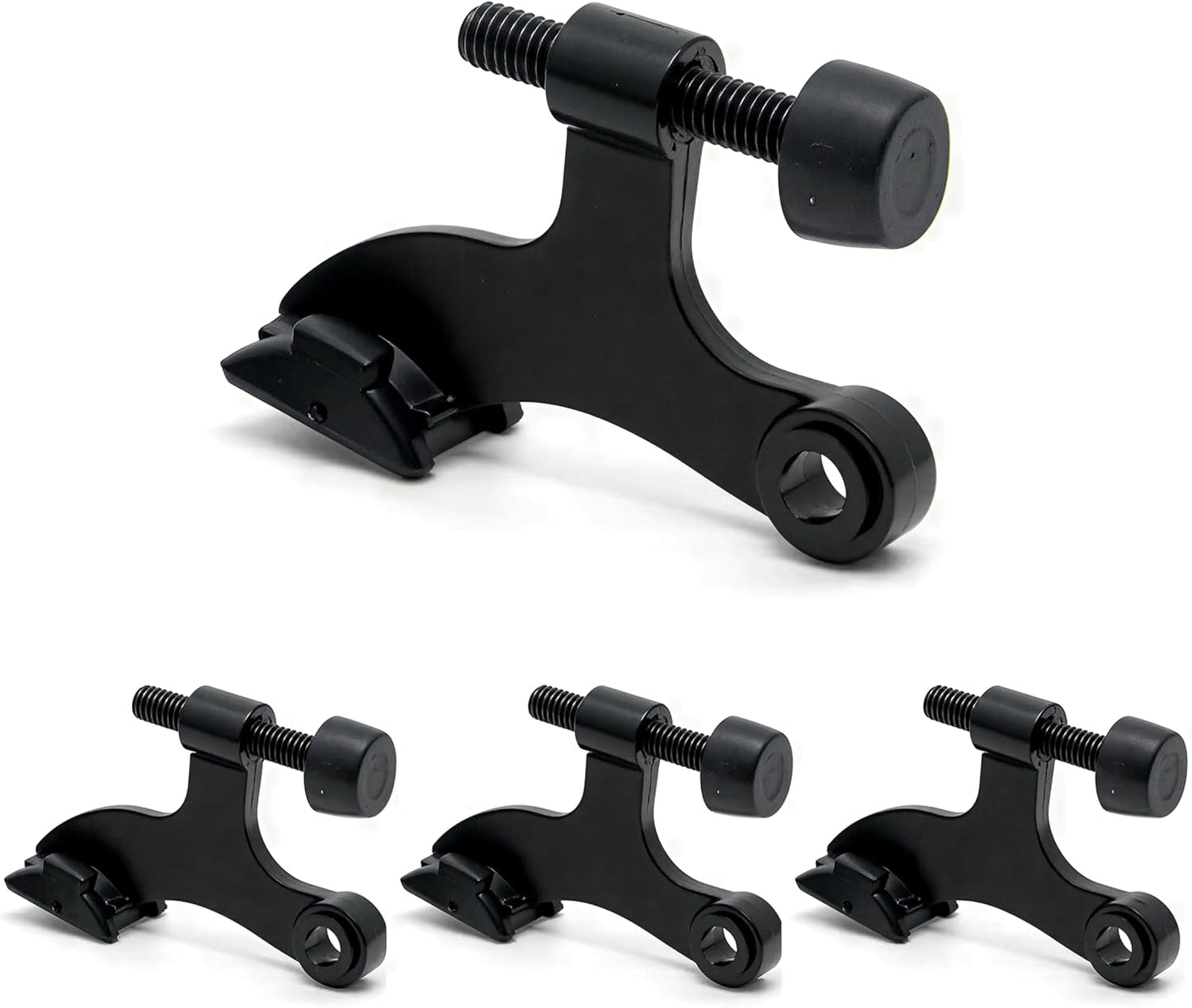 4 Pack Hinge Pin Black Door Stopper, Adjustable Heavy Duty Hinge Pin Door Stop with Black Rubber