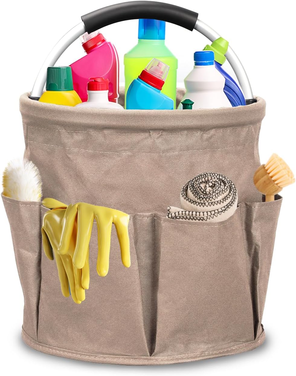 Qivine 17L Cleaning Caddy with Handle, Cleaning Supply Caddy Foldable Cleaning Caddy Cleaning