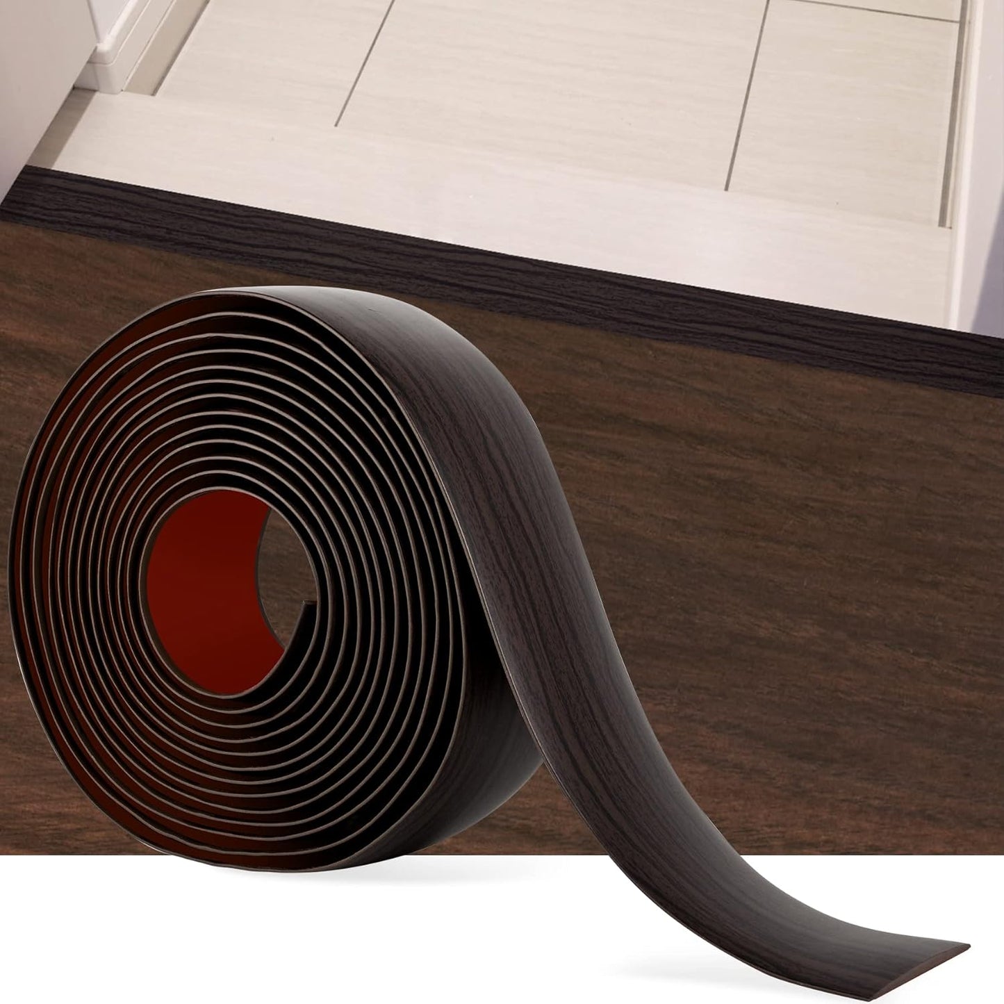 16.4Ft Floor Transition Strip Self Adhesive Vinyl Cover Floor Strip Flat Divider Transition Strip
