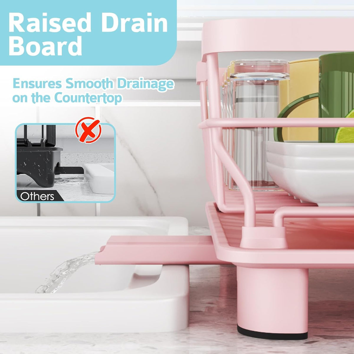 Dish Drying Rack - Space Saving Dish Rack - Dish Racks for Kitchen Counter with