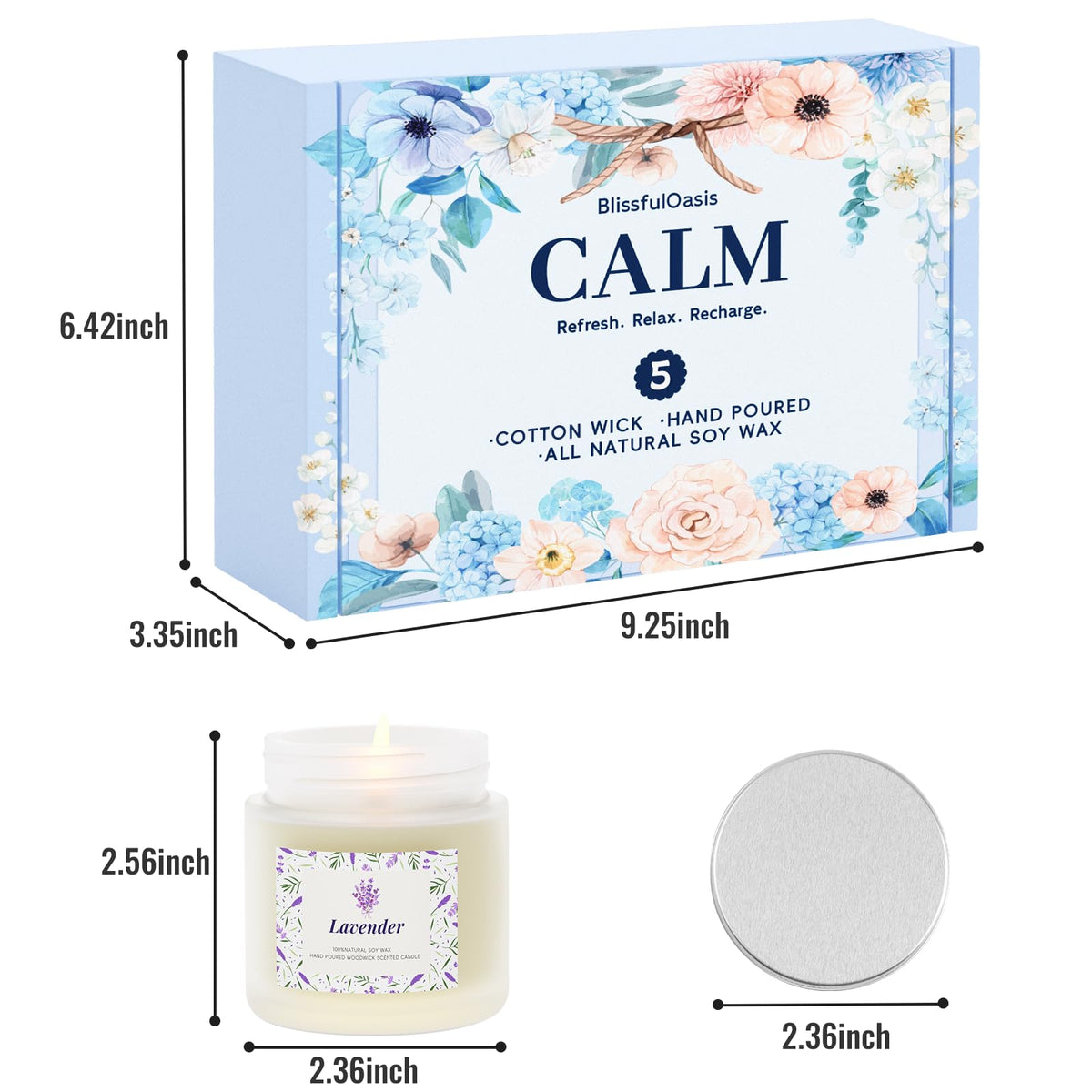 BlissfulOasis Scented Candles, Candles for Women, 5 Pack