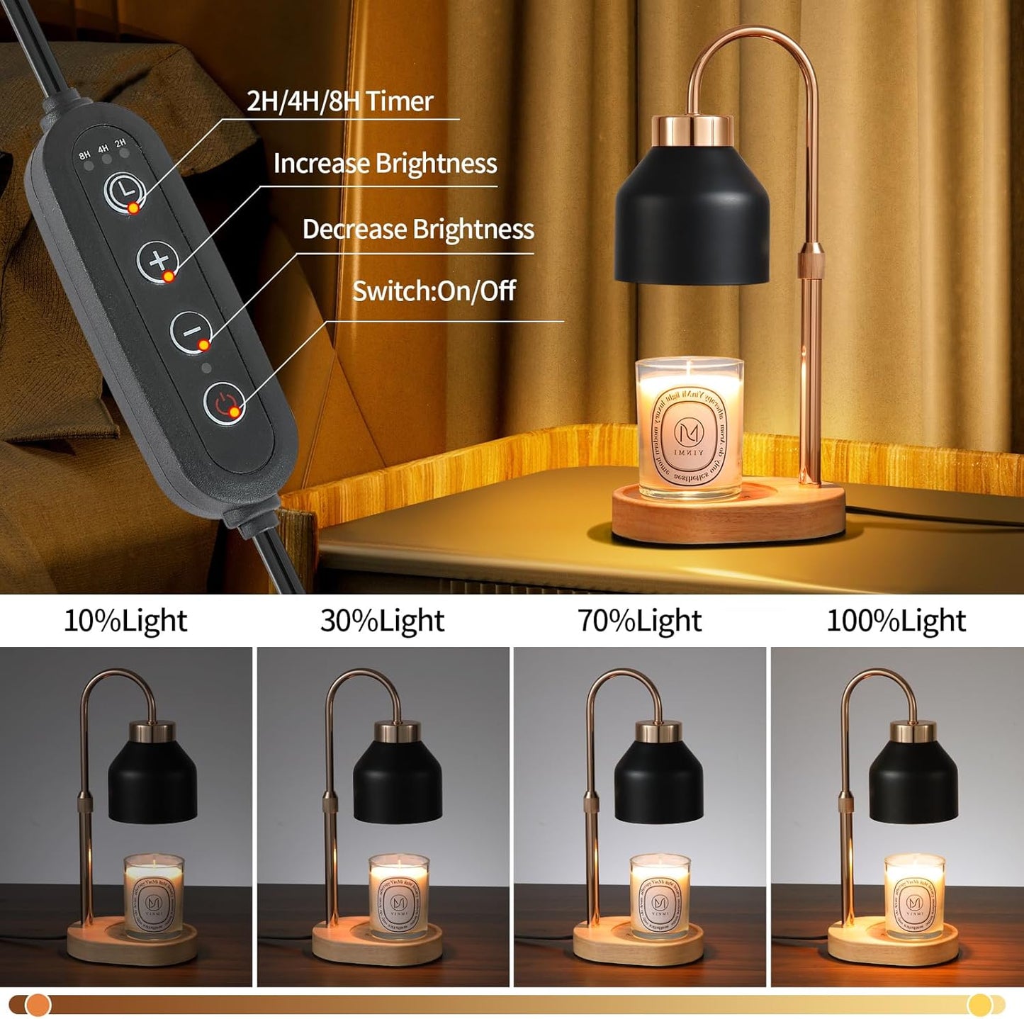 Candle Warmer Lamp with Dimmer and Timer,Home Decor Lamp for Scented Jar,Electric Wax Melt