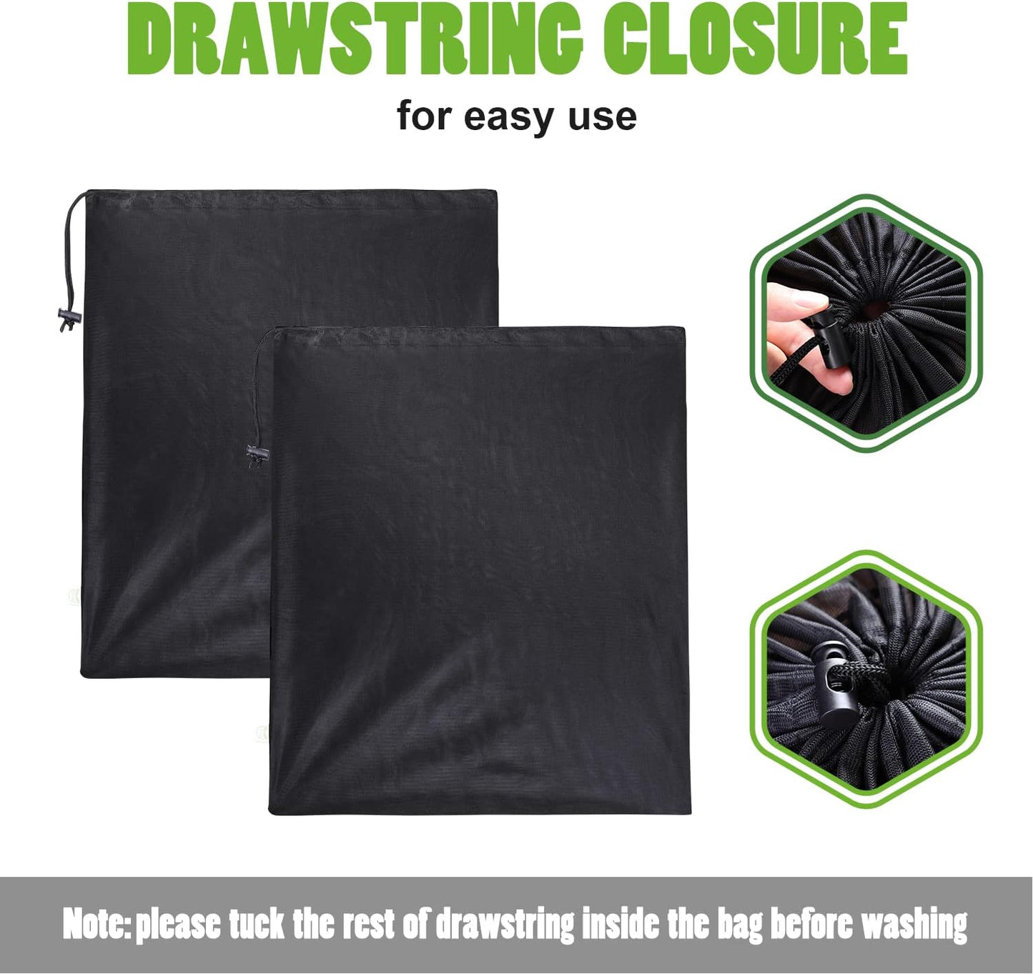 OTraki 20x24 inch Mesh Laundry Bags 2 Pack Fine Mesh Heavy Duty Drawstring Bag Washable Medium Toy
