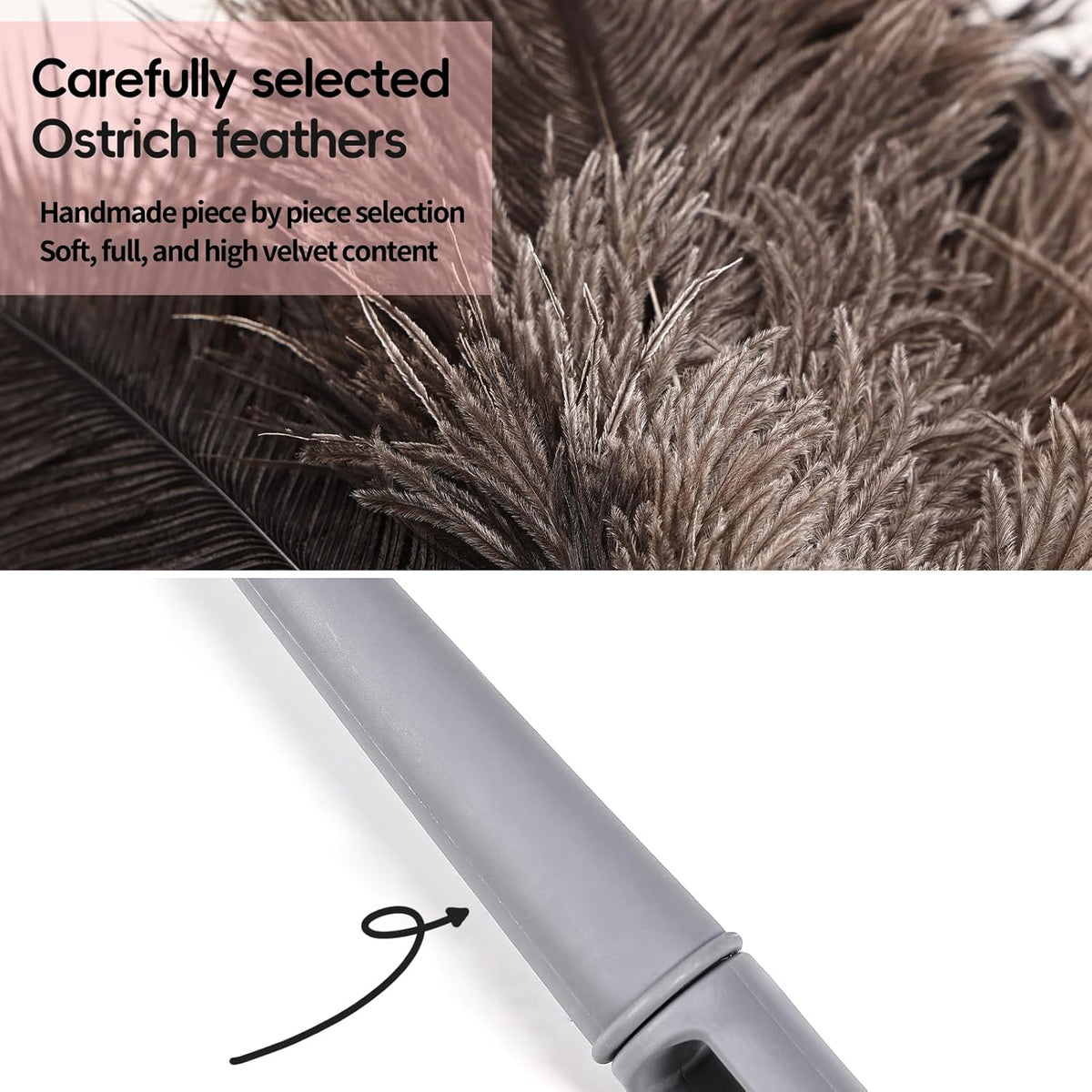 Feather Duster-Genuine Ostrich Feathers,Anti-Static,Reusable Eco-Friendly Handheld Cleaning for
