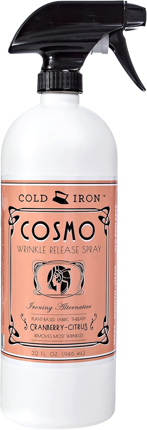 Cold Iron Wrinkle Release Spray 32 fl oz. Cranberry-Citrus. Plant Based Ironing Alternative. Fast