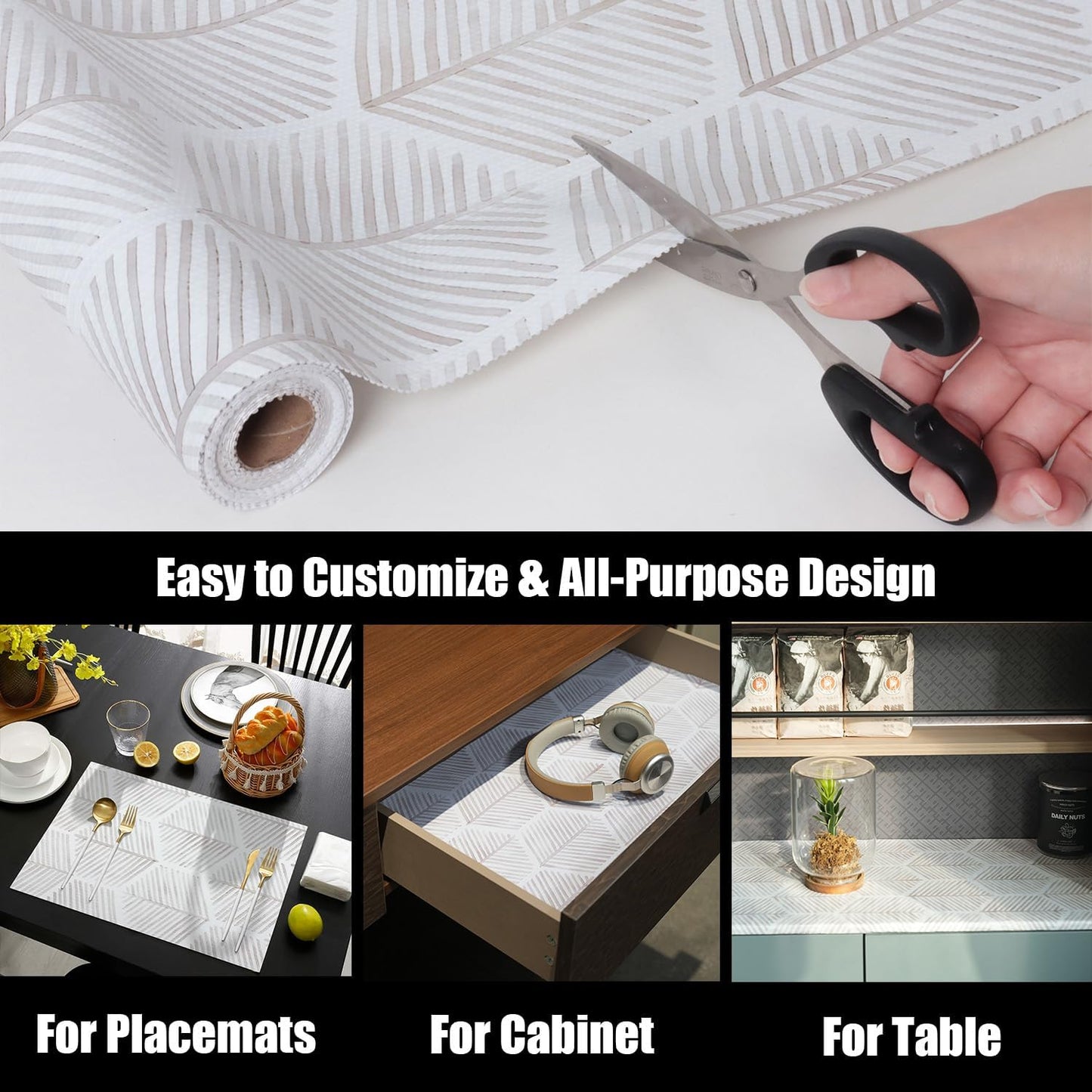Shelf Liners for Kitchen Cabinets, Non Adhesive and Strong Non-Slip Shelf Cabinet Drawer Liners for