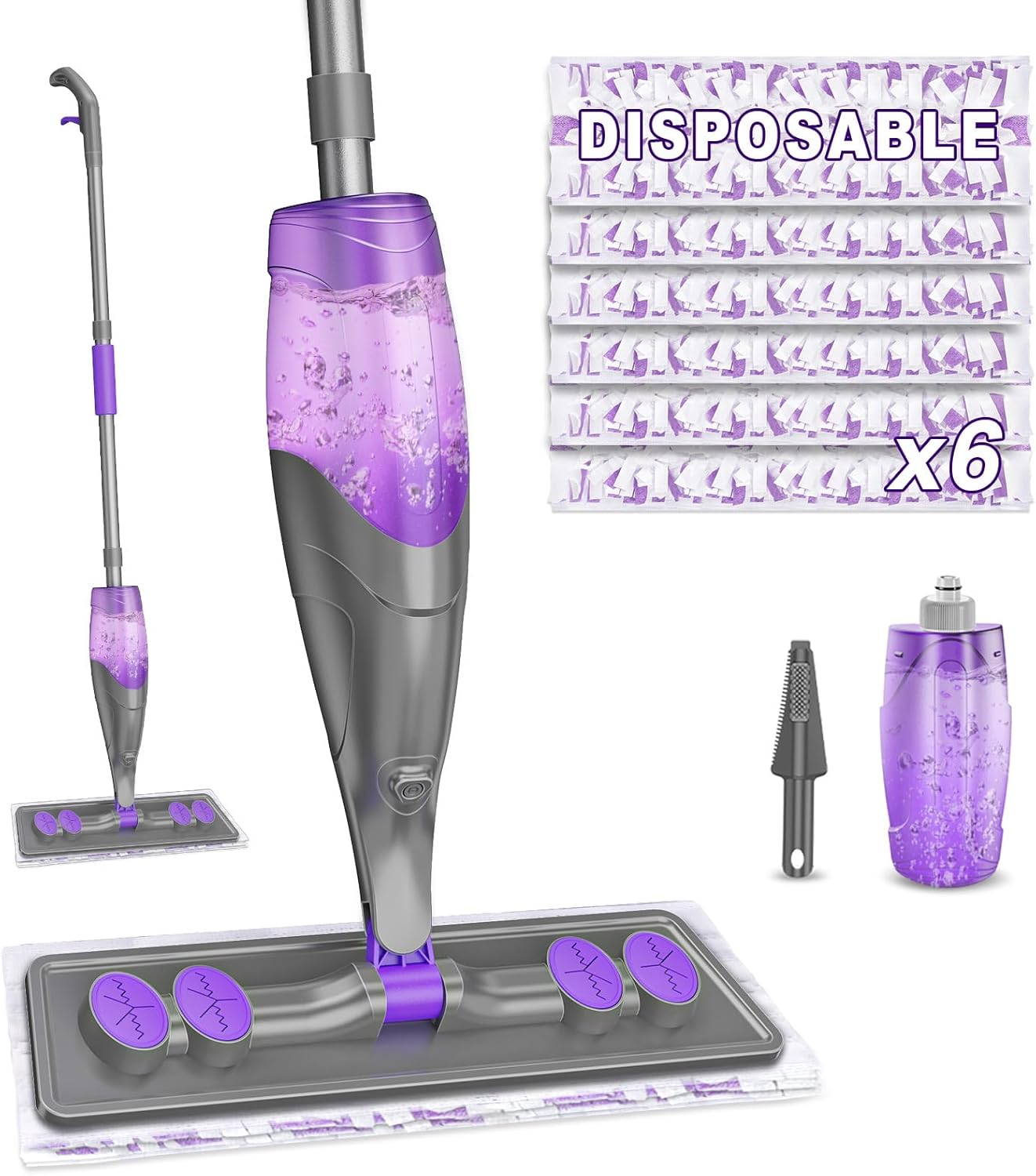 Spray Mops for Floor Cleaning - Wet Dry Mops with 6 Disposable Pads for Swiffer Powermop