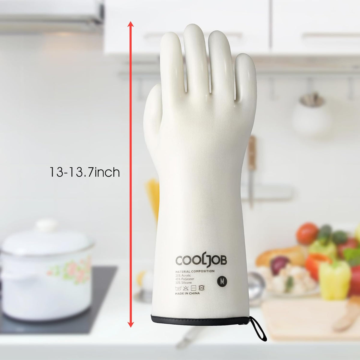 COOLJOB Heat Resistant Oven Gloves, Waterproof Liquid Silicone BBQ Grilling Gloves for Barbecue