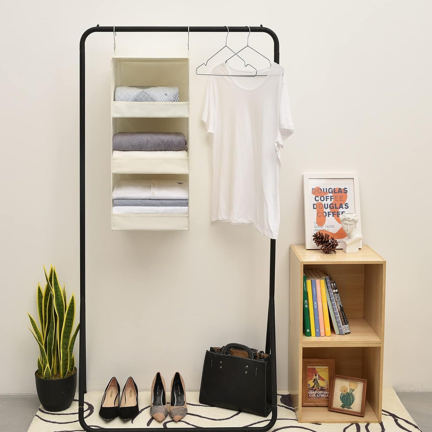 GRANNY SAYS 3-Shelf Hanging Organizer, Foldable Hanging Closet Storage, Hanging Shelves for