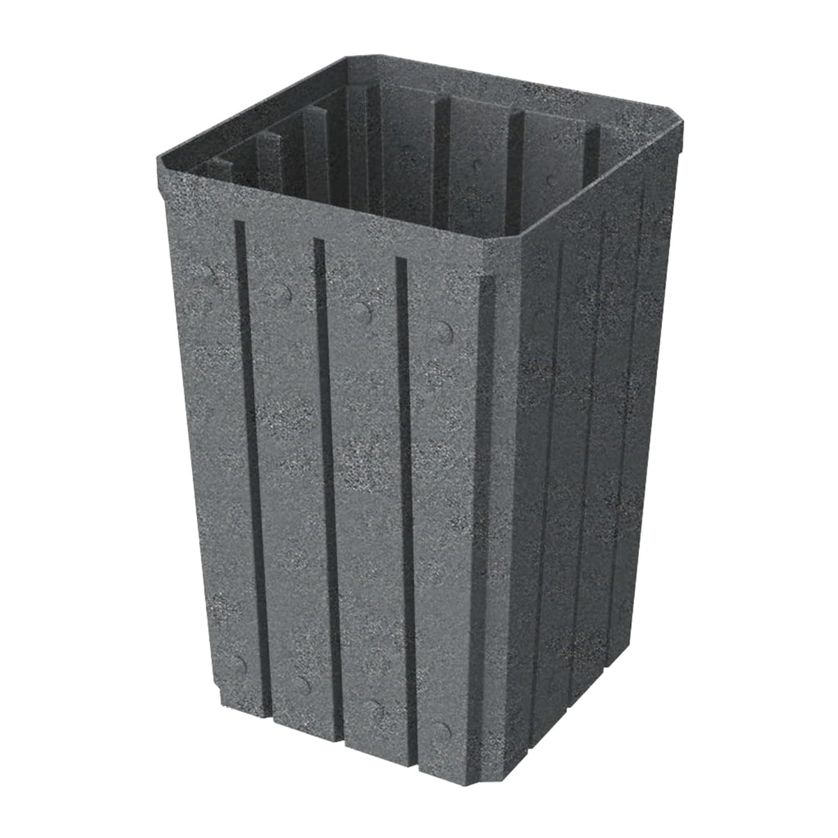 32 Gallon Square Slatted 100% Recycled Plastic Heavy-Duty Commercial Outdoor or Indoor Trash Can