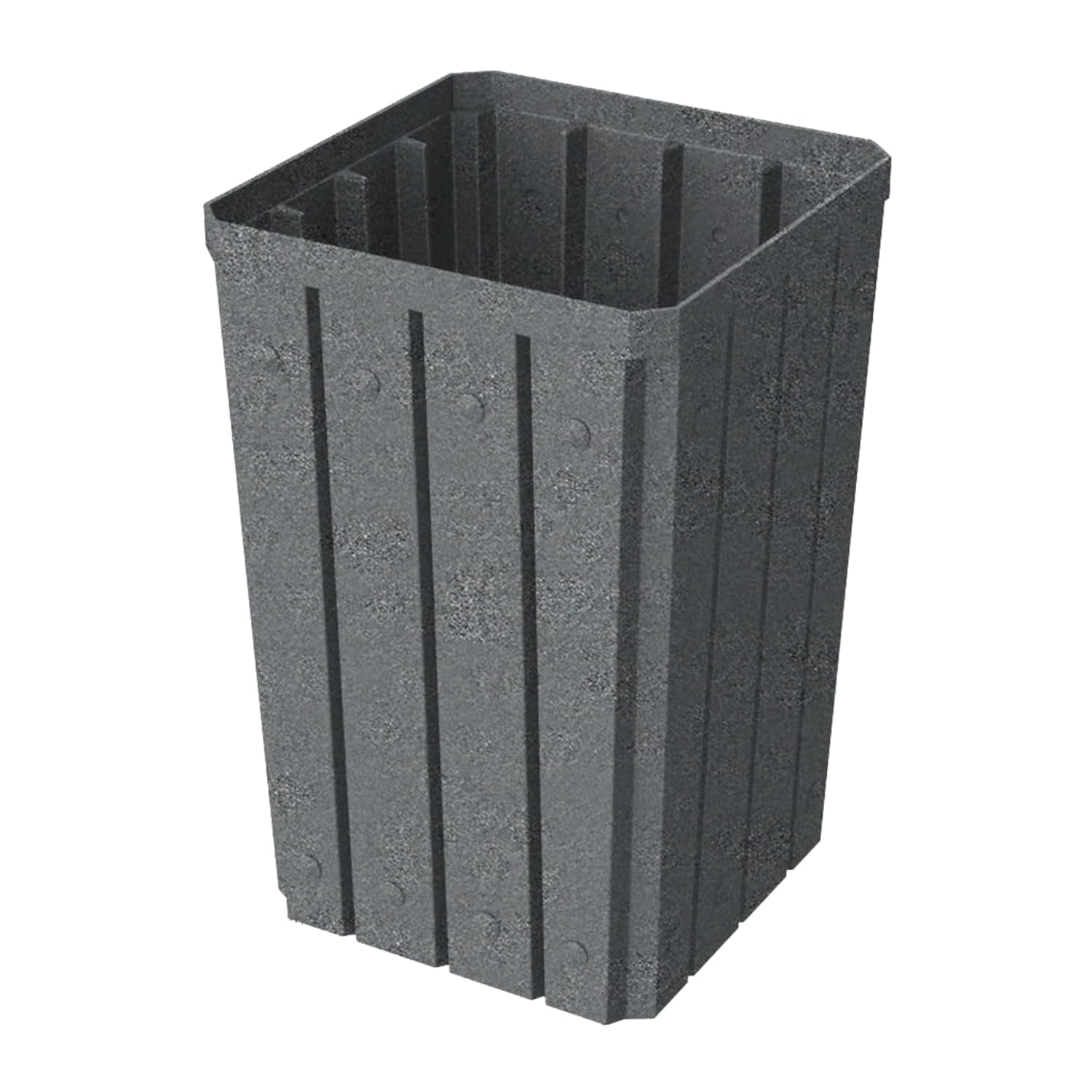 32 Gallon Square Slatted 100% Recycled Plastic Heavy-Duty Commercial Outdoor or Indoor Trash Can