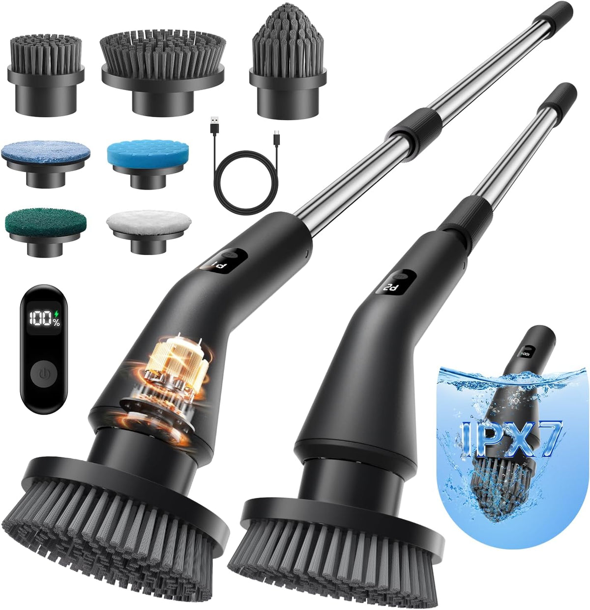 Leebein Electric Spin Scrubber, 2025 Upgraded Cordless Cleaning Brush Scrubber, IPX7 Waterproof