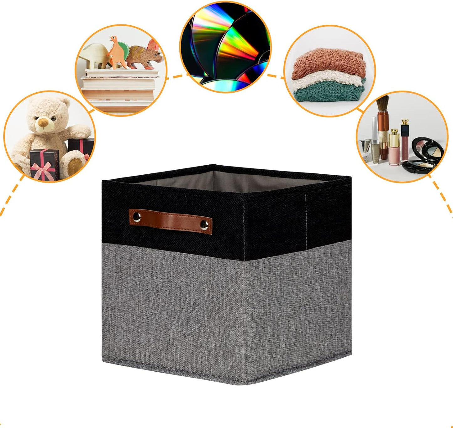 DULLEMELO 11x11 Storage Cubes, Collapsible Sturdy Cube Storage Bins With Handles for