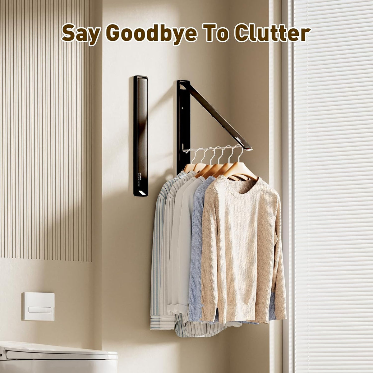 Clothes Drying Rack, Laundry Room Wall Mounted Retractable Clothes Hanger Drying Rack, Laundry