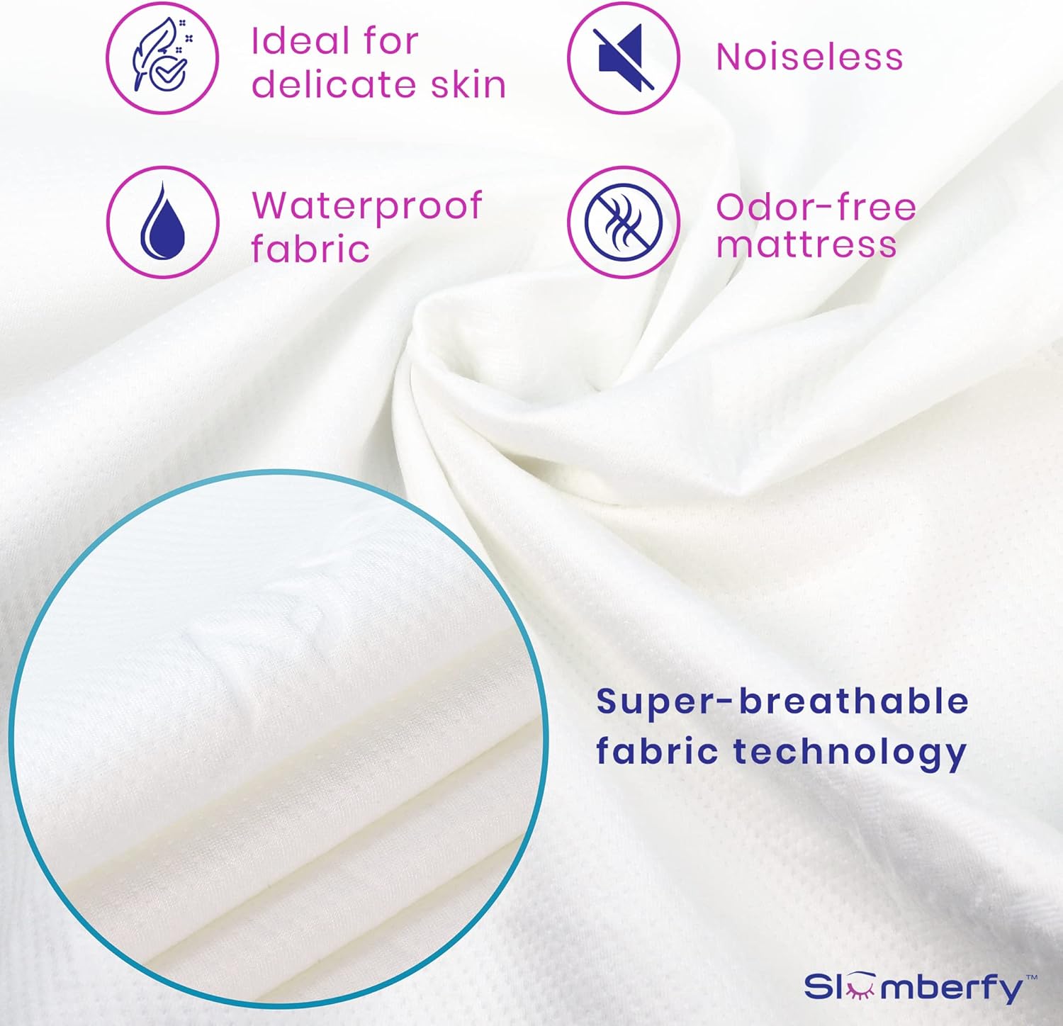Waterproof Mattress Protector by Slumberfy | Hypoallergenic Bamboo Mattress Protector | Natural +