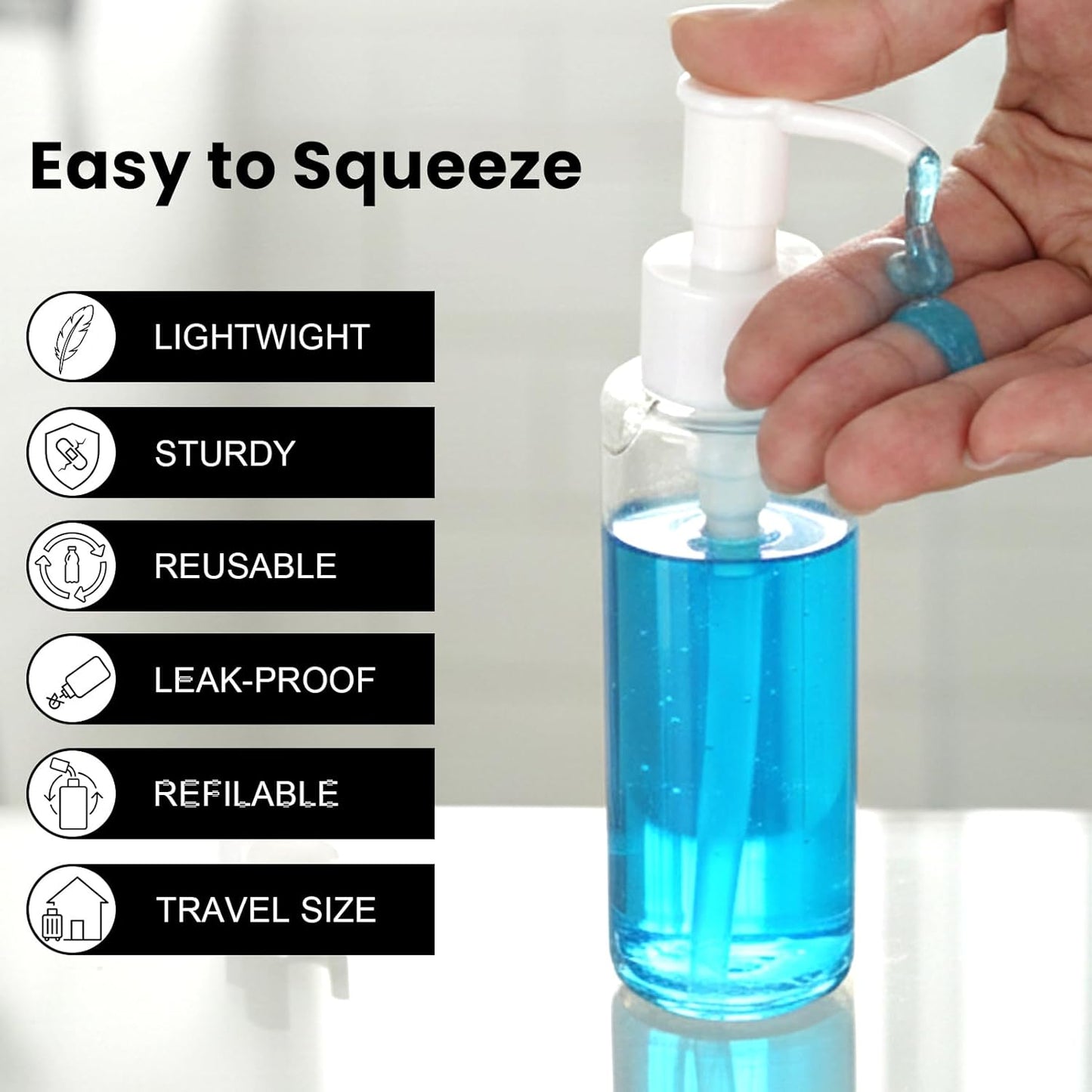 10 Pack 3.4 Oz/100ml Travel Pump Bottle TSA Approved Empty Plastic Pump Bottles Dispenser Portable