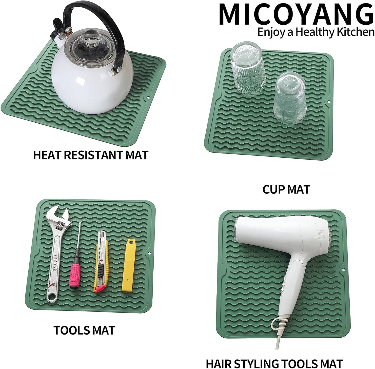 Silicone Dish Drying Mat for Multiple Usage,Easy clean,Eco-friendly,Heat-resistant Silicone Mat for