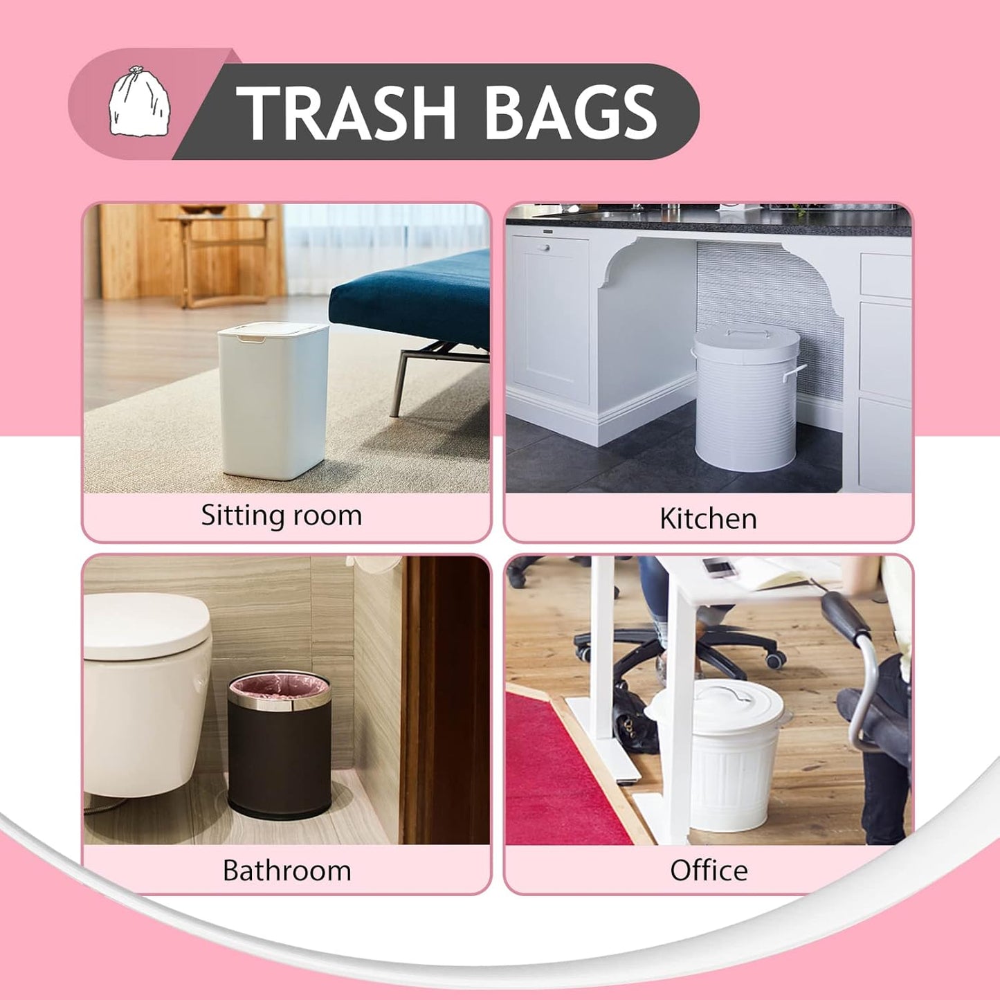Teivio 2 Gallon 120 Counts Strong Trash Bags Garbage Bags, Bathroom Trash Can Bin Liners, Plastic