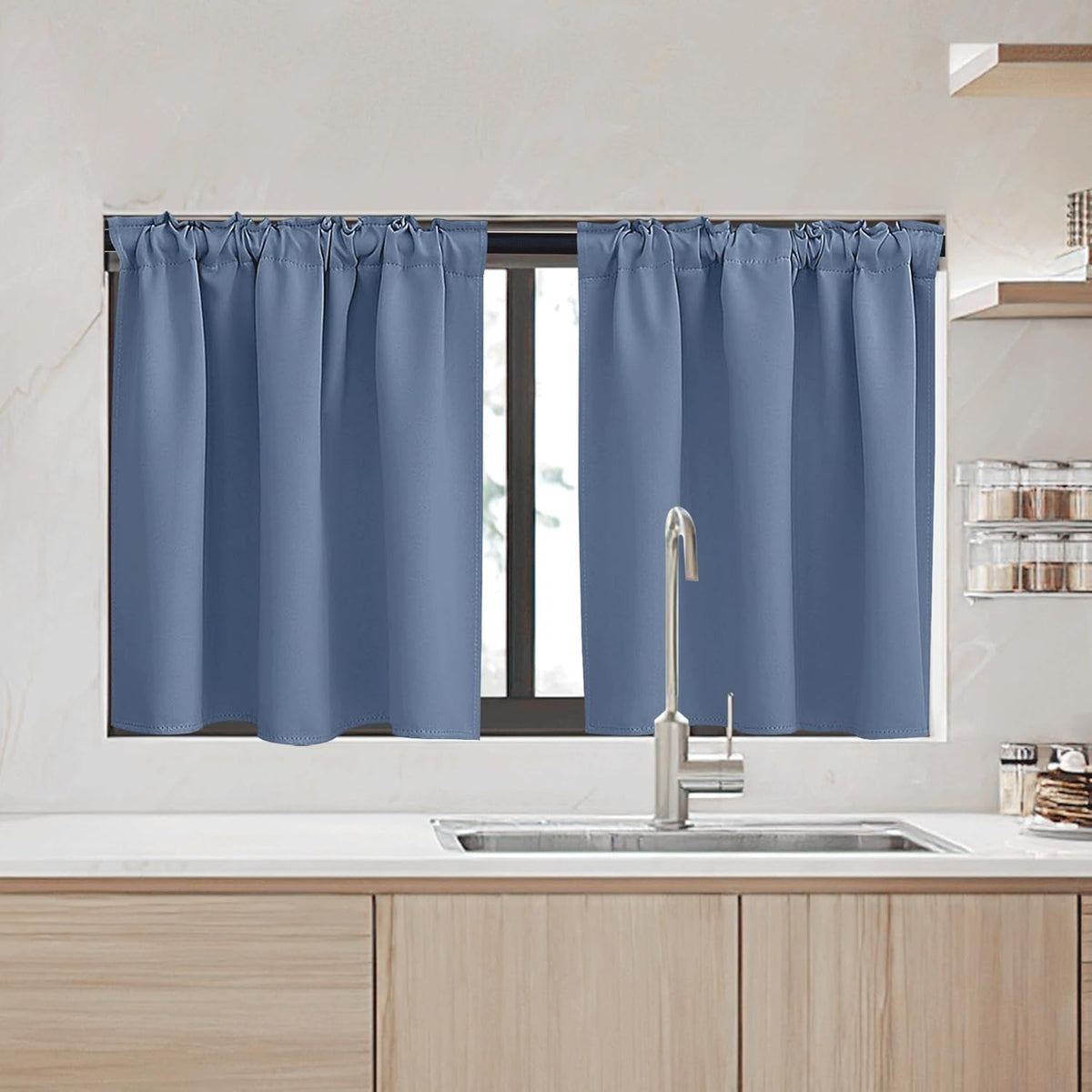 RYB HOME Kitchen Window Curtains - Blackout Privacy Half Window Curtains for Bedroom Bathroom