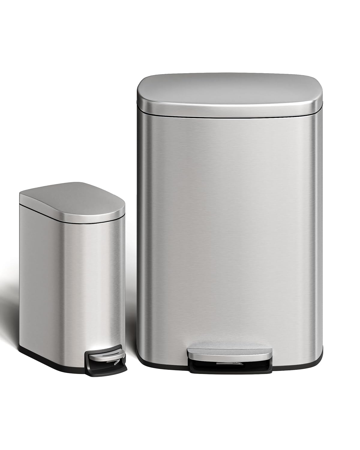 Garvee 13 Gal (50 L) and 2.6 Gal (10 L) Stainless Steel Trash Can Combo Set, Rustproof Garbage Can