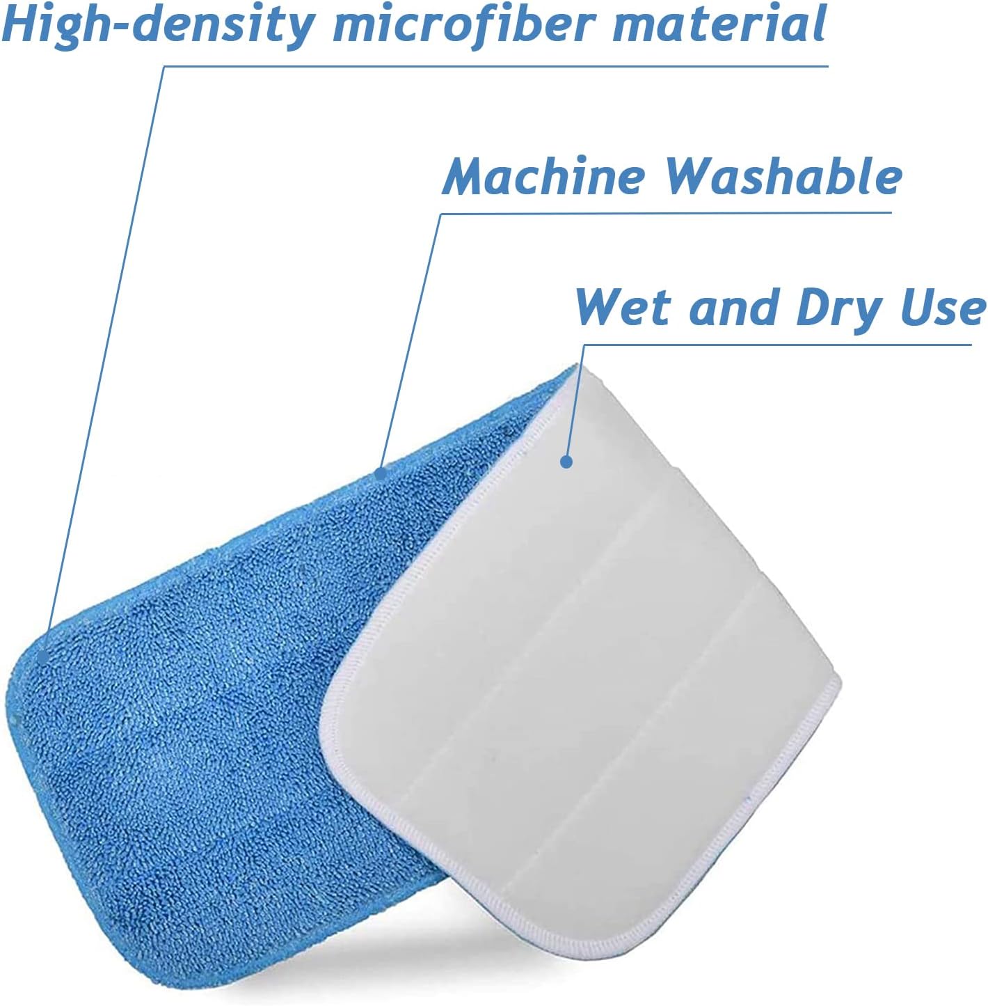 Microfiber Mop Pads, 18.5 x 6.3 Inch Reusable and Washable Spray Mop Pads, Wet and Dry Household