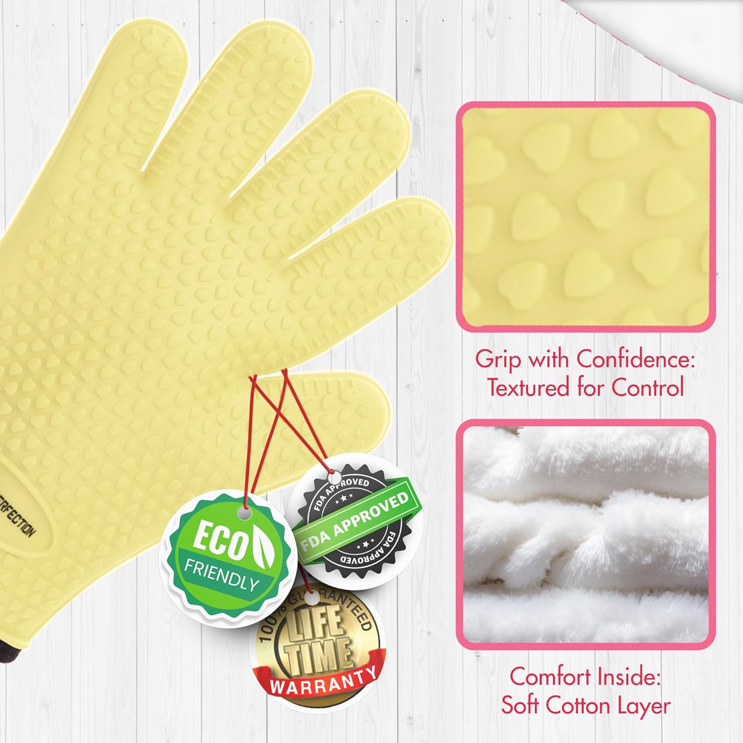 KITCHEN PERFECTION S Silicone Smoker Oven Gloves for Women -Extreme Heat Resistant BBQ Gloves