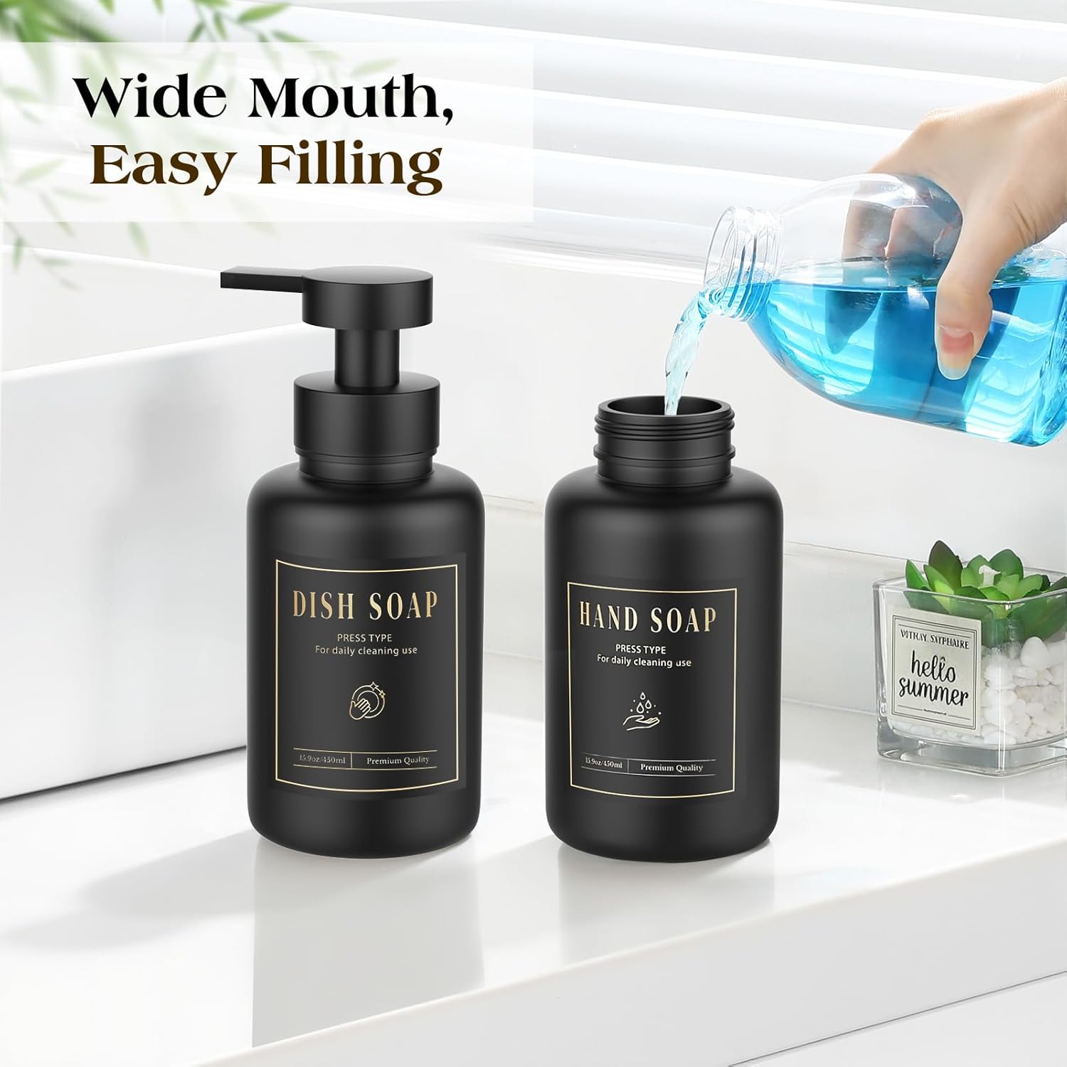 Luxspire Foaming Soap Dispenser, Glass Foam Pump Soap Dispenser, Non-Slip Hand Soap Container with