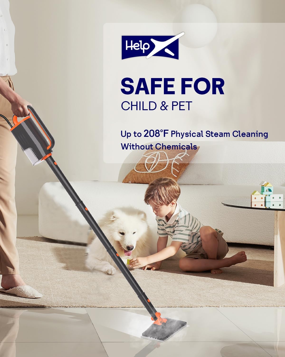 Steam Mop Cleaner with Detachable Handheld Steamer, 20 in 1 Wired Steam Cleaner with Multiple