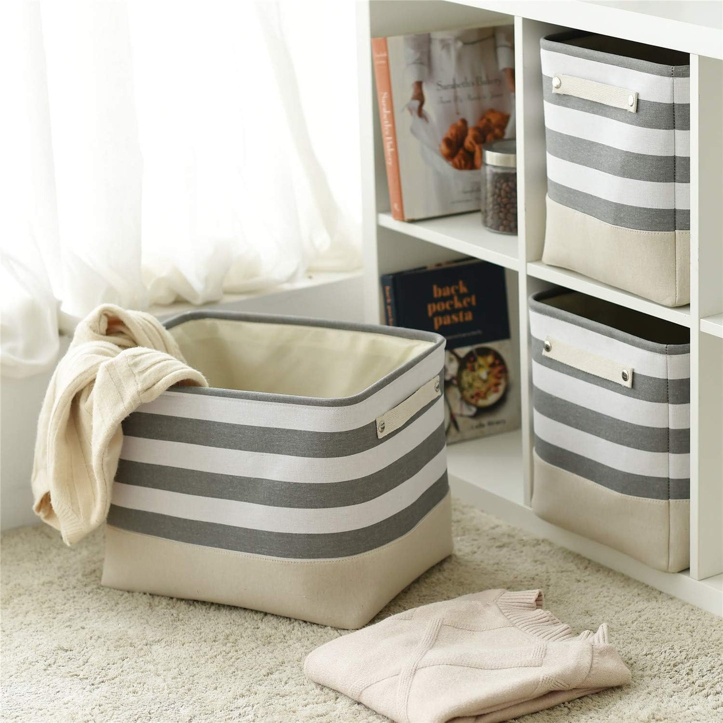 TheWarmHome Extra Large Cube Storage Bins Baskets for Organizing, Sturdy Fabric Storage Basket Cube
