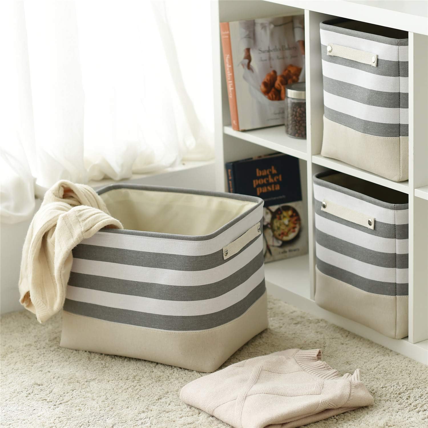 TheWarmHome Extra Large Cube Storage Bins Baskets for Organizing, Sturdy Fabric Storage Basket Cube
