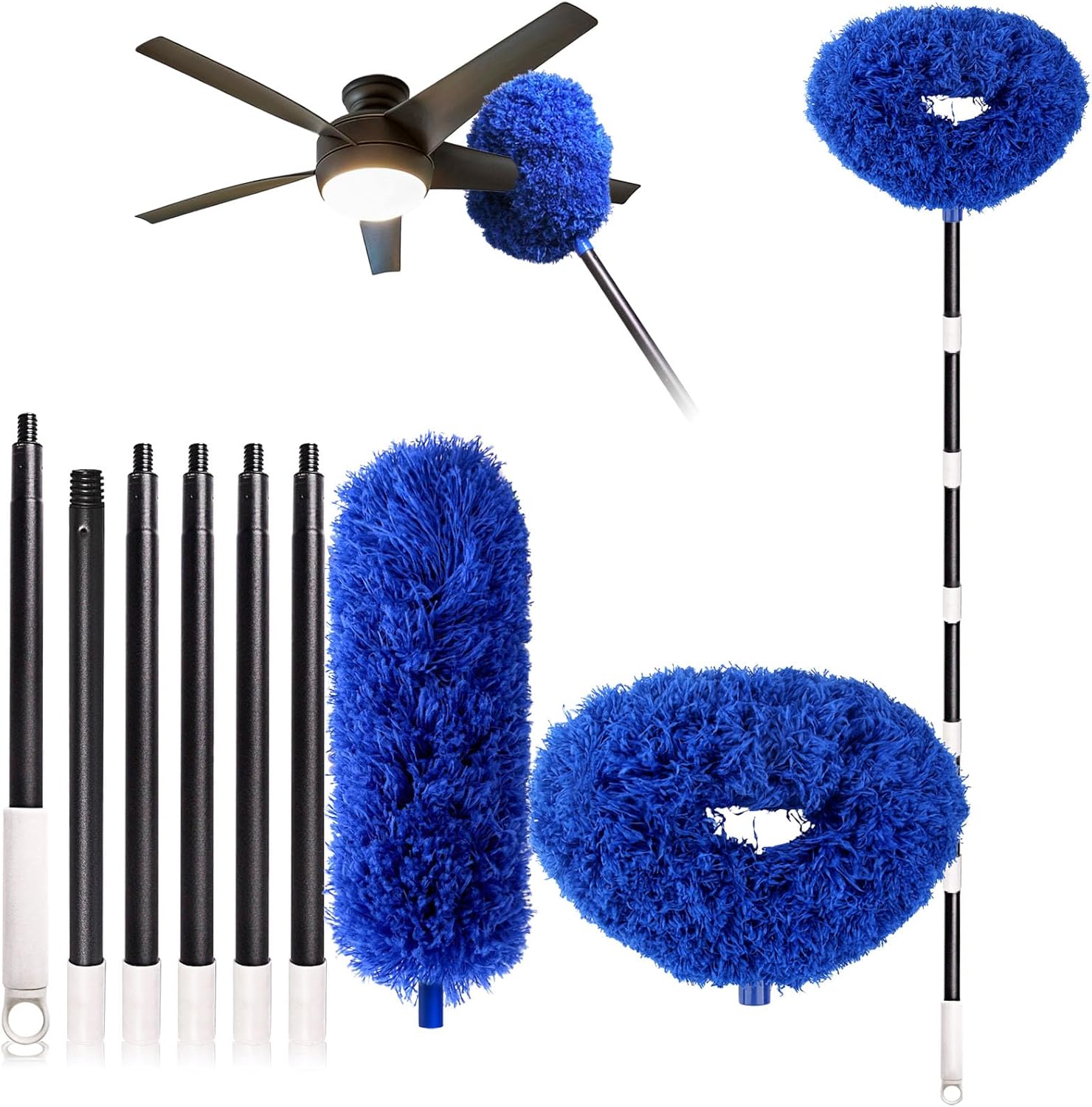 Ceiling Fan Cleaner Duster with Extra Long and Thick Extension Pole from 15 to 88 Inches,Adjustable