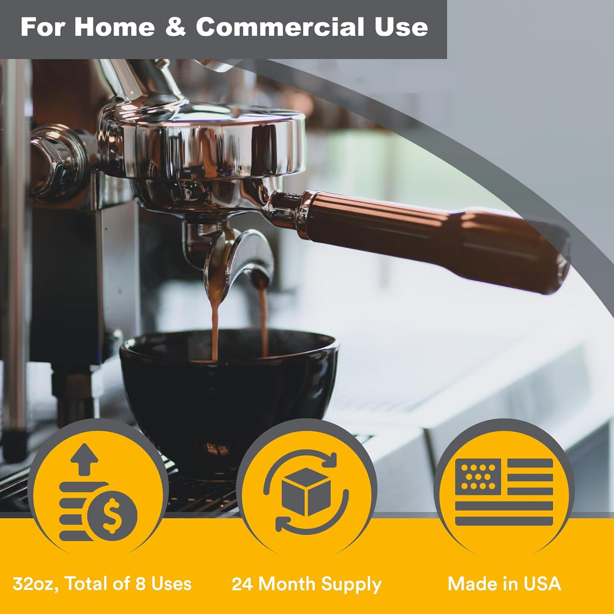 Coffee Machine Descaler - 32oz (8 Uses) - Compatible with Nespresso, Breville, Delonghi, Keurig