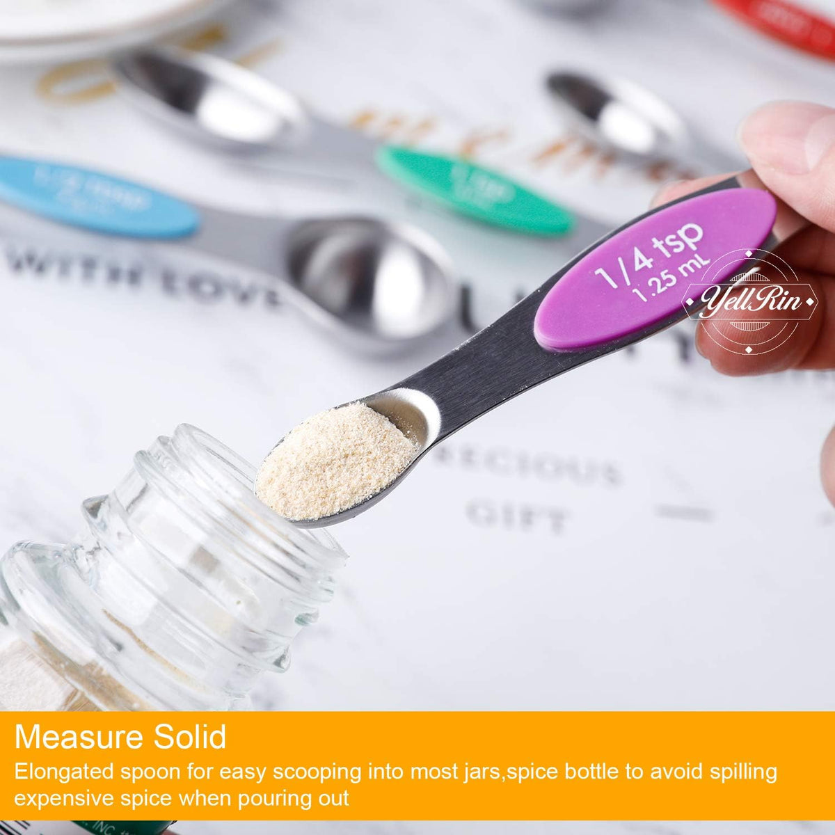 Magnetic Measuring Spoons Set of 8 Stainless Steel Dual Sided Stackable Measuring Spoons Nesting
