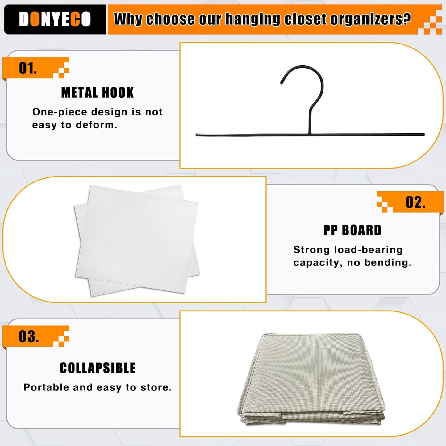 Hanging Closet Organizer, Easy Mount Foldable 5-Shelf Hanging Closet Wardrobe Storage Shelves