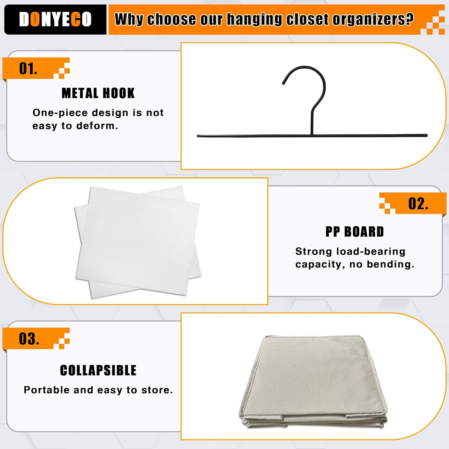 Hanging Closet Organizer, Easy Mount Foldable 5-Shelf Hanging Closet Wardrobe Storage Shelves