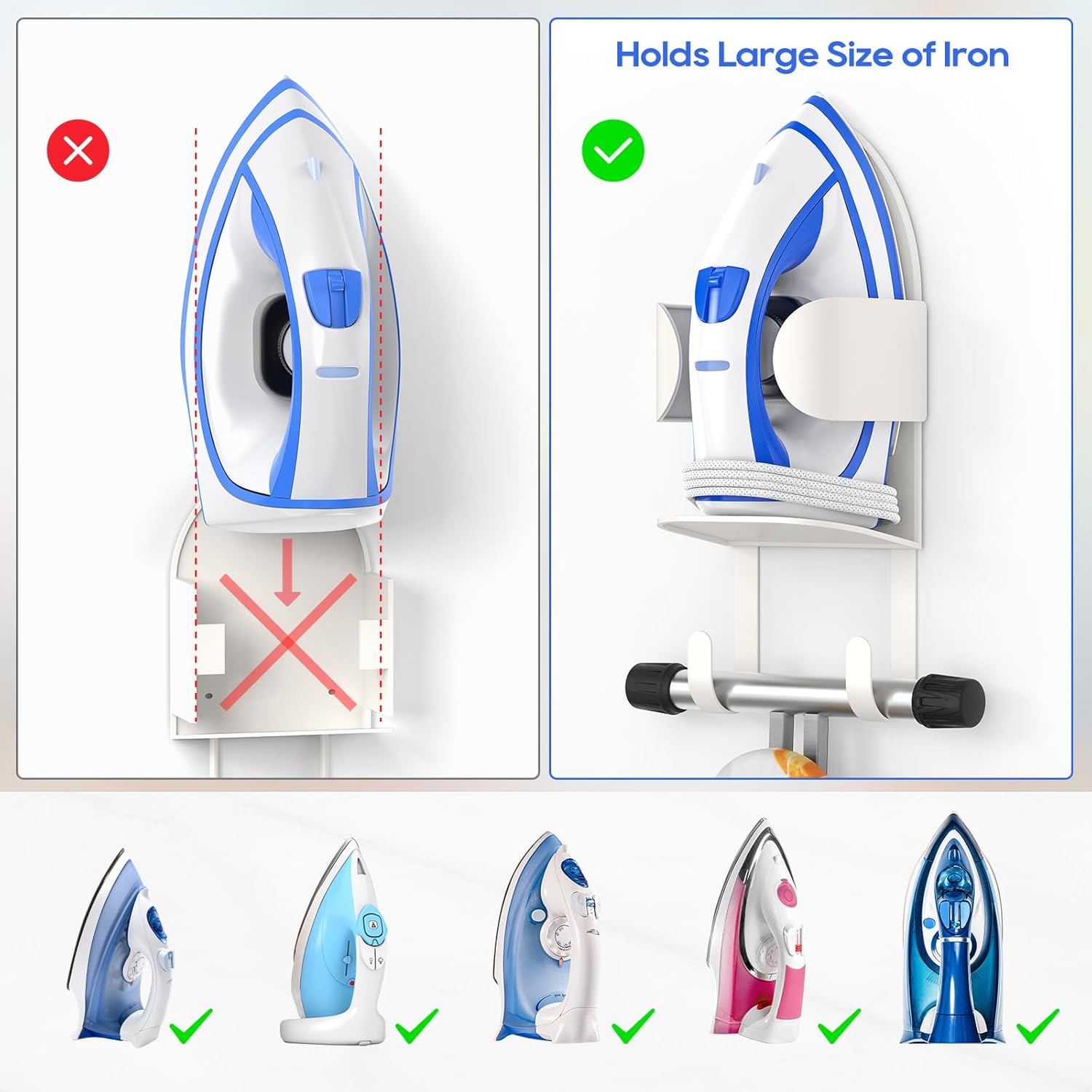 ORLESS Metal Large Ironing Board Holder Wall Mount, Ironing Board Hanger, Iron Board Holder, Iron