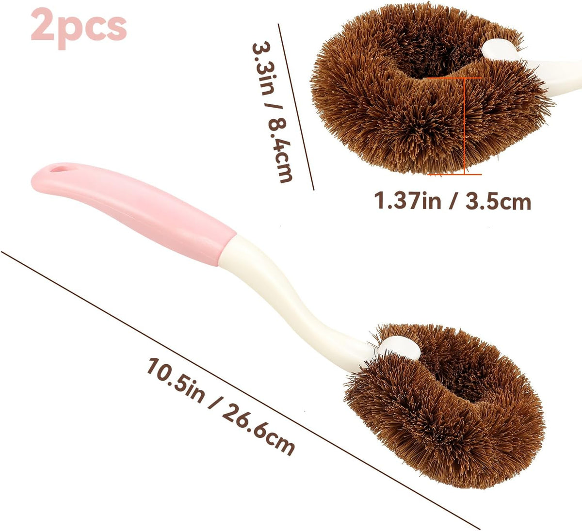 2 Pack Kitchen Scrub Brushes for Cleaning Dish Brush with Handle for Pans, Pots, Kitchen Sink
