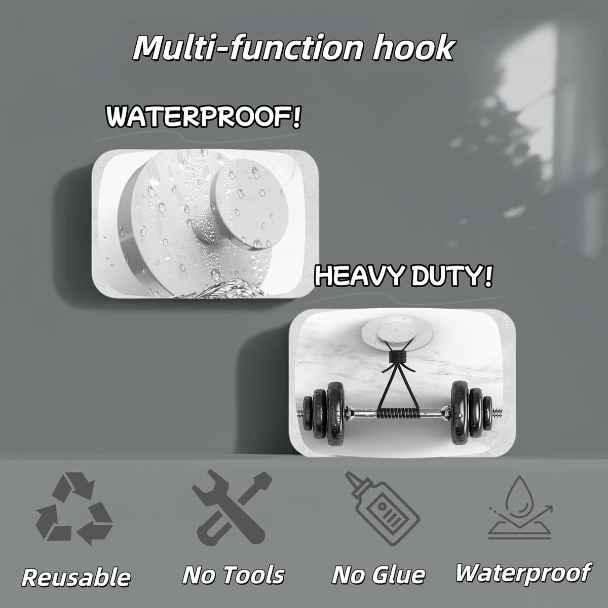 2025 Upgraded Stainless Steel Heavy Duty Suction Cup Hooks For Shower Bathroom Accessories