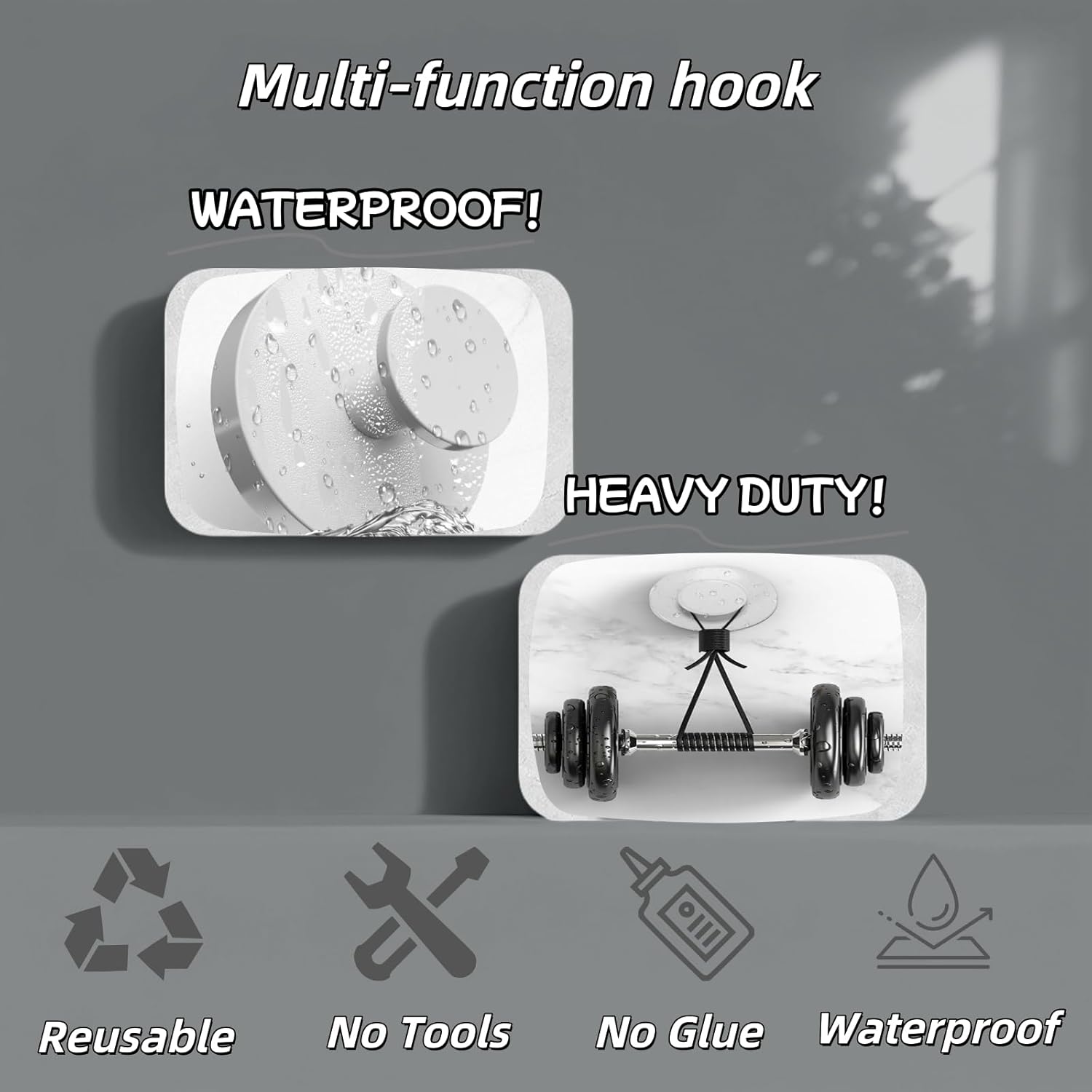 2025 Upgraded Stainless Steel Heavy Duty Suction Cup Hooks For Shower Bathroom Accessories