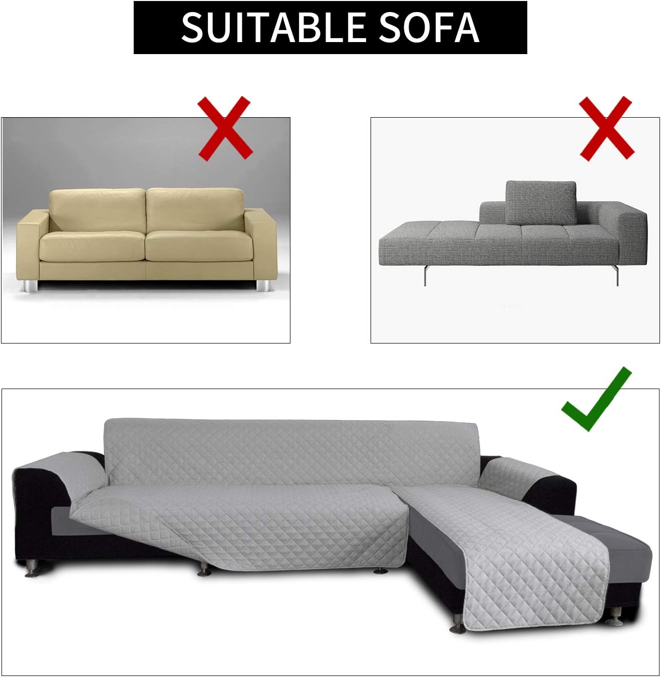 Easy-Going Sofa Slipcover L Shape Sofa Cover Sectional Couch Cover Furniture Protector Mat for Pets